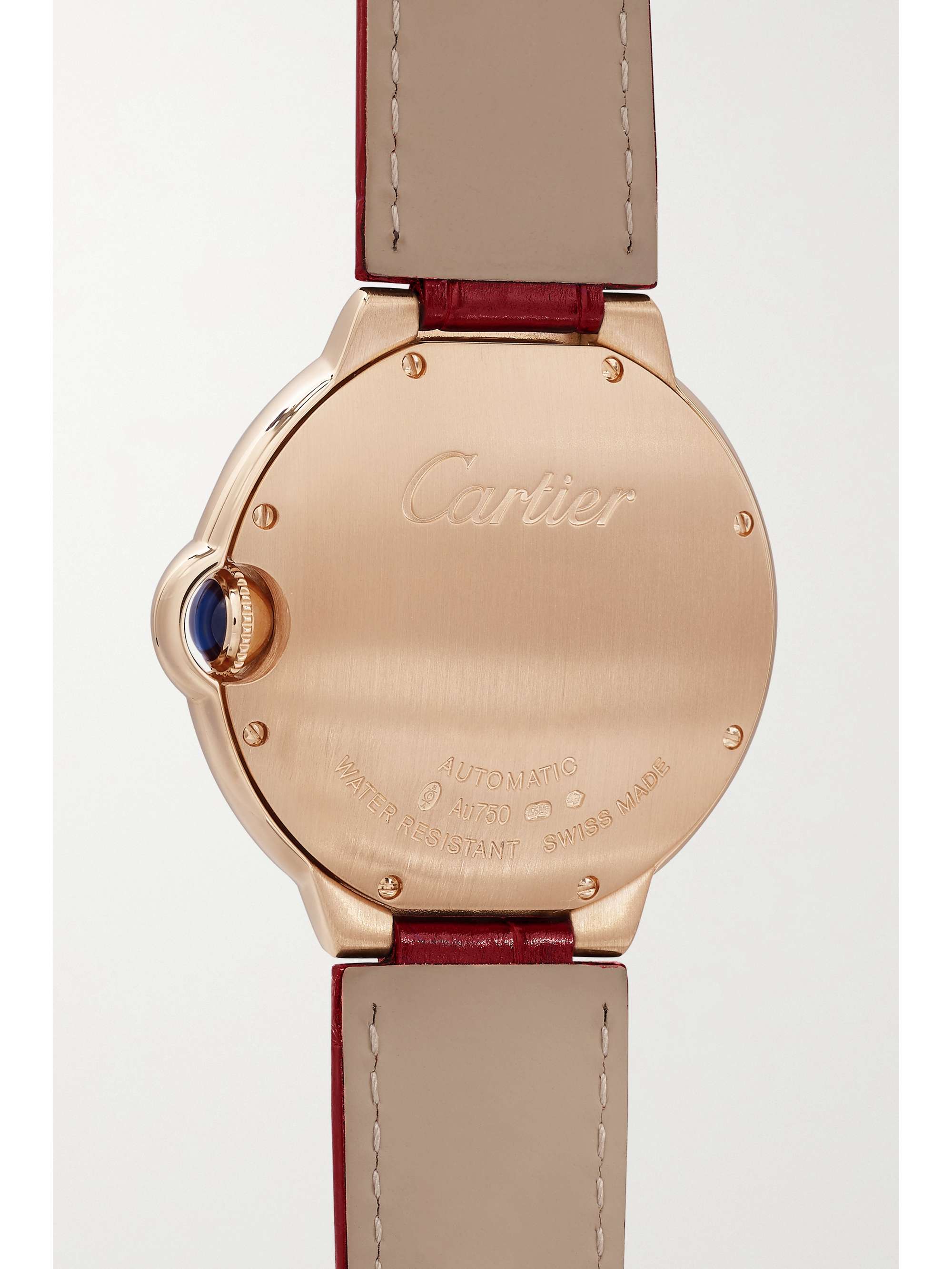 CARTIER Ballon Bleu de Cartier Automatic 36mm 18-karat rose gold and alligator watch