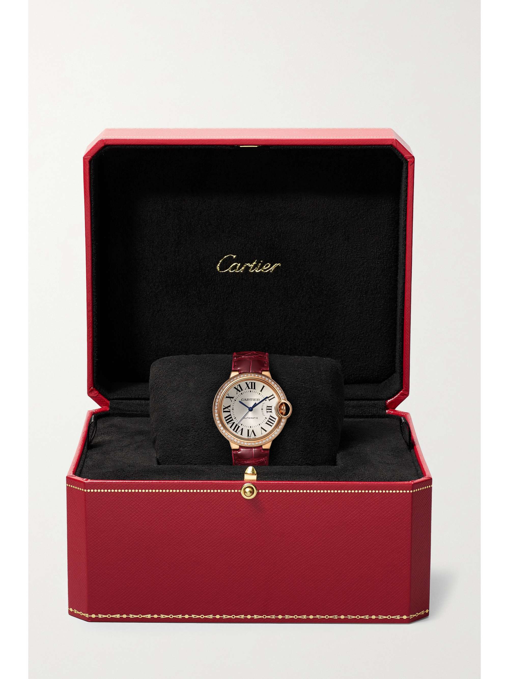 CARTIER Ballon Bleu de Cartier Automatic 36mm 18-karat rose gold and alligator watch