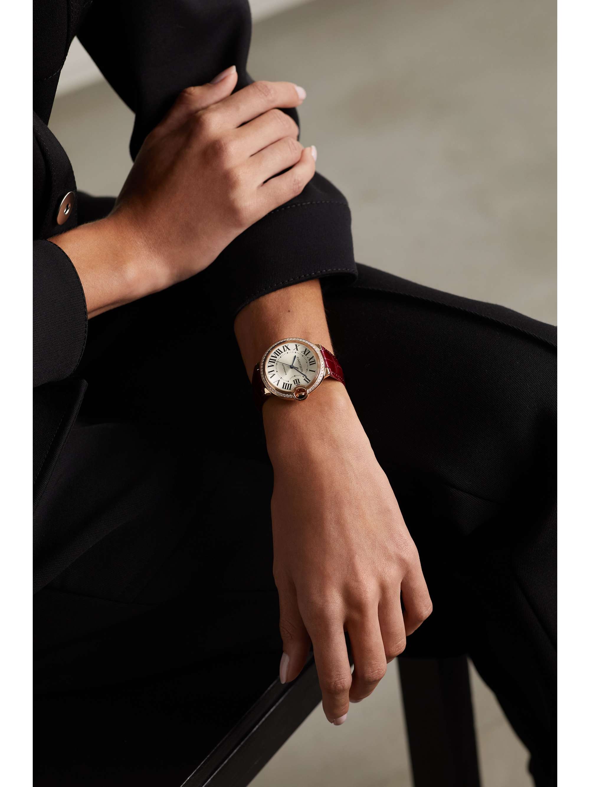 CARTIER Ballon Bleu de Cartier Automatic 36mm 18-karat rose gold and alligator watch