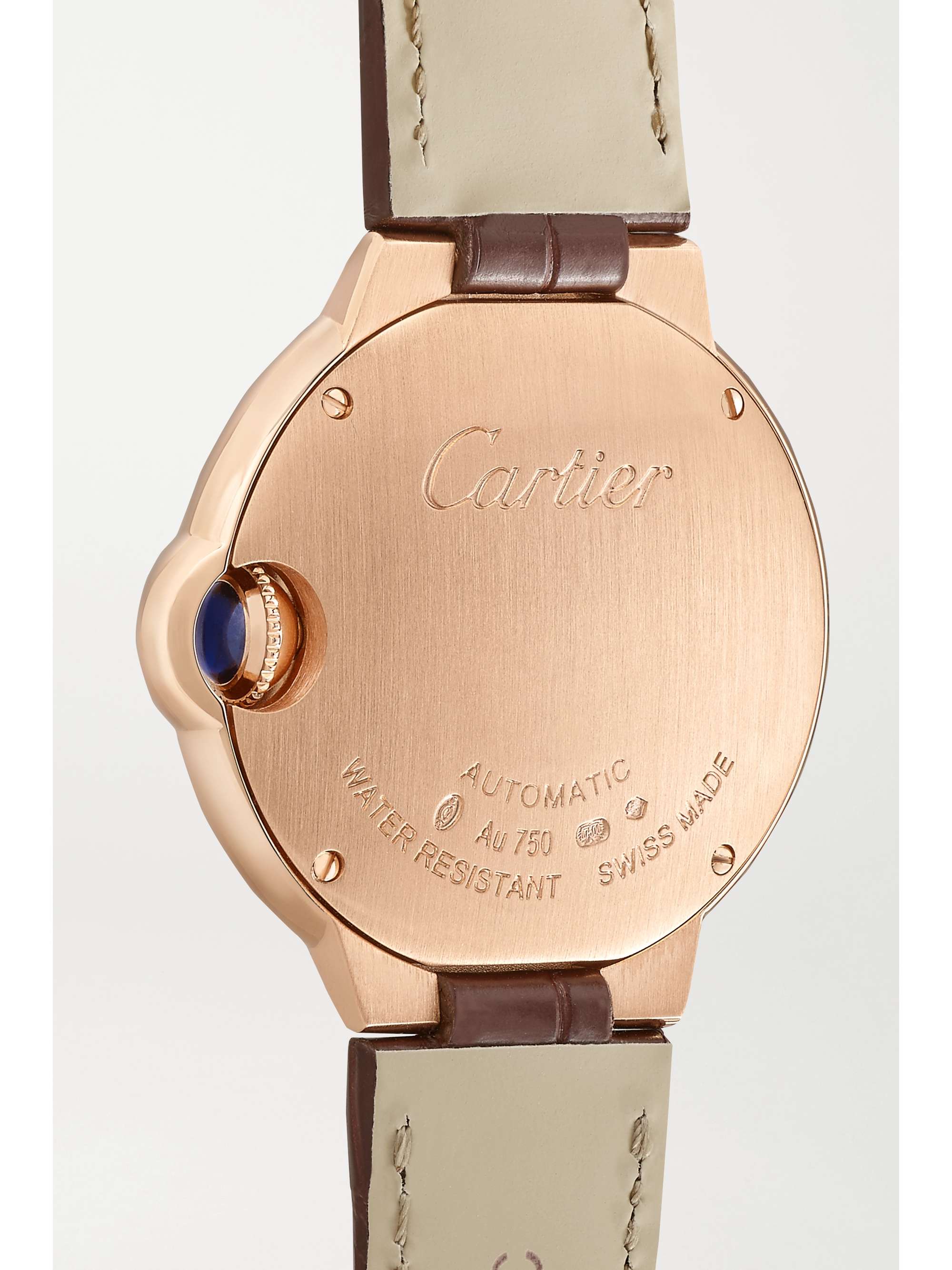 CARTIER Ballon Bleu de Cartier 33mm 18-karat pink gold and alligator watch