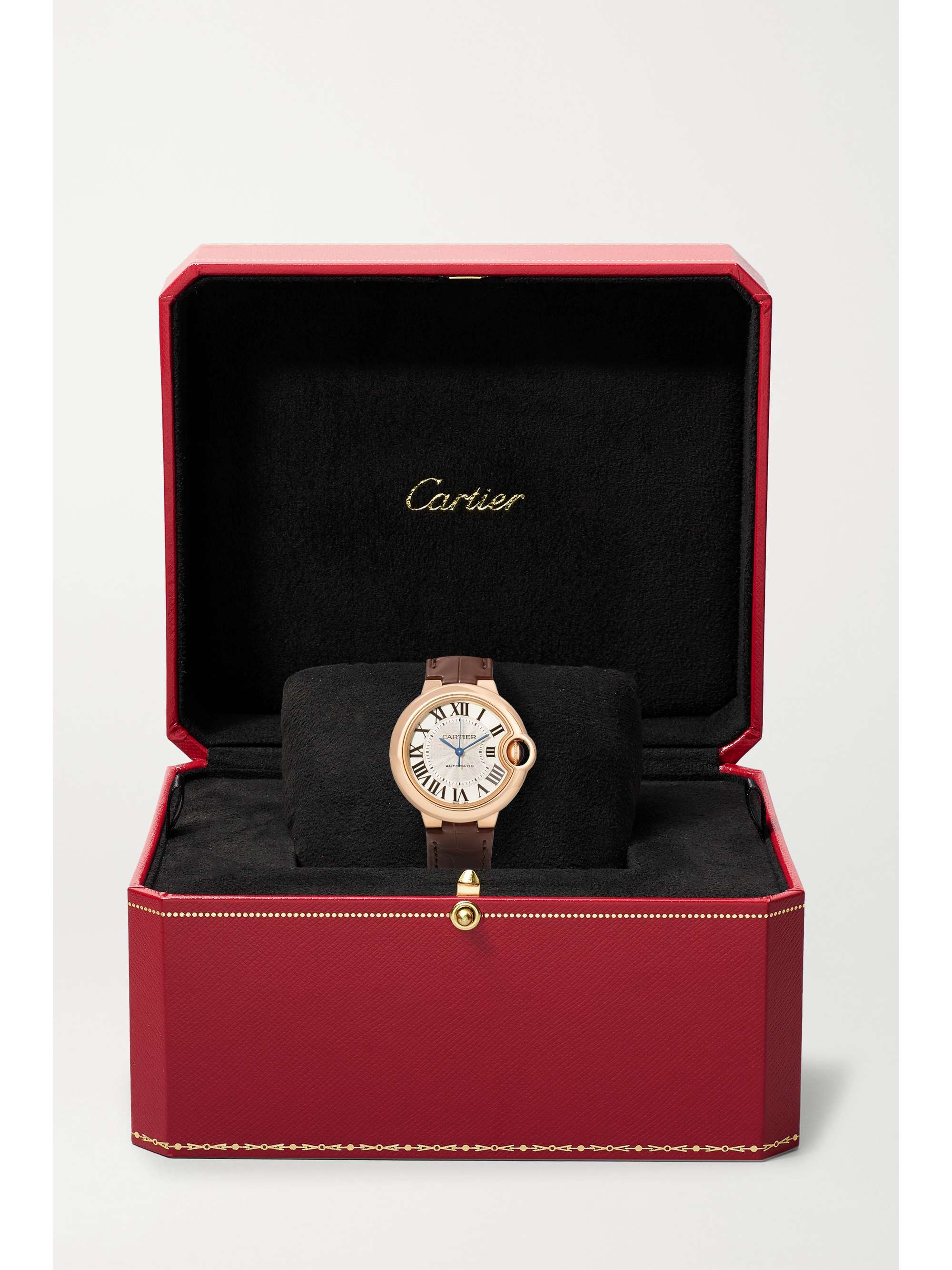 CARTIER Ballon Bleu de Cartier 33mm 18-karat pink gold and alligator watch