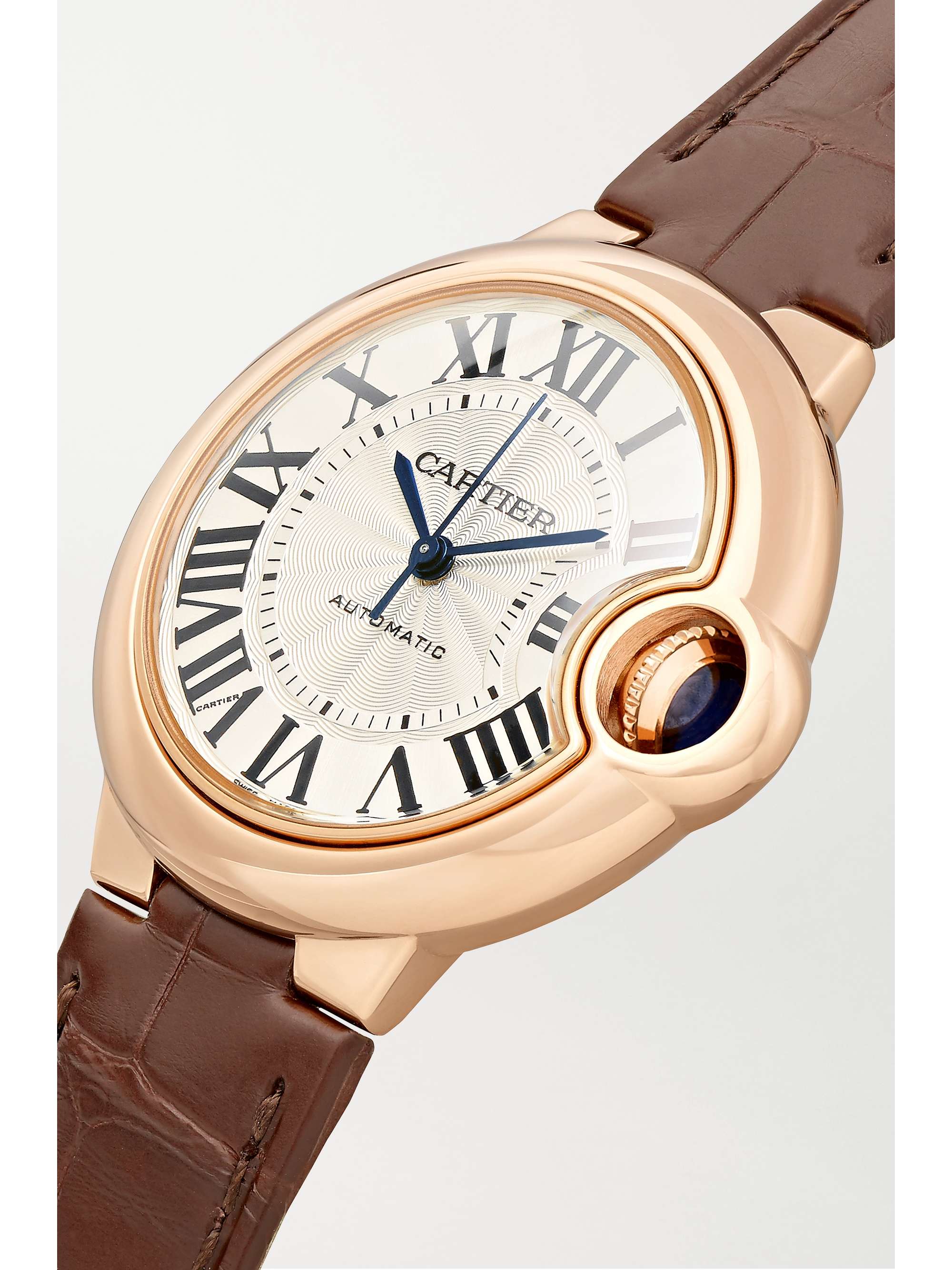 CARTIER Ballon Bleu de Cartier 33mm 18-karat pink gold and alligator watch