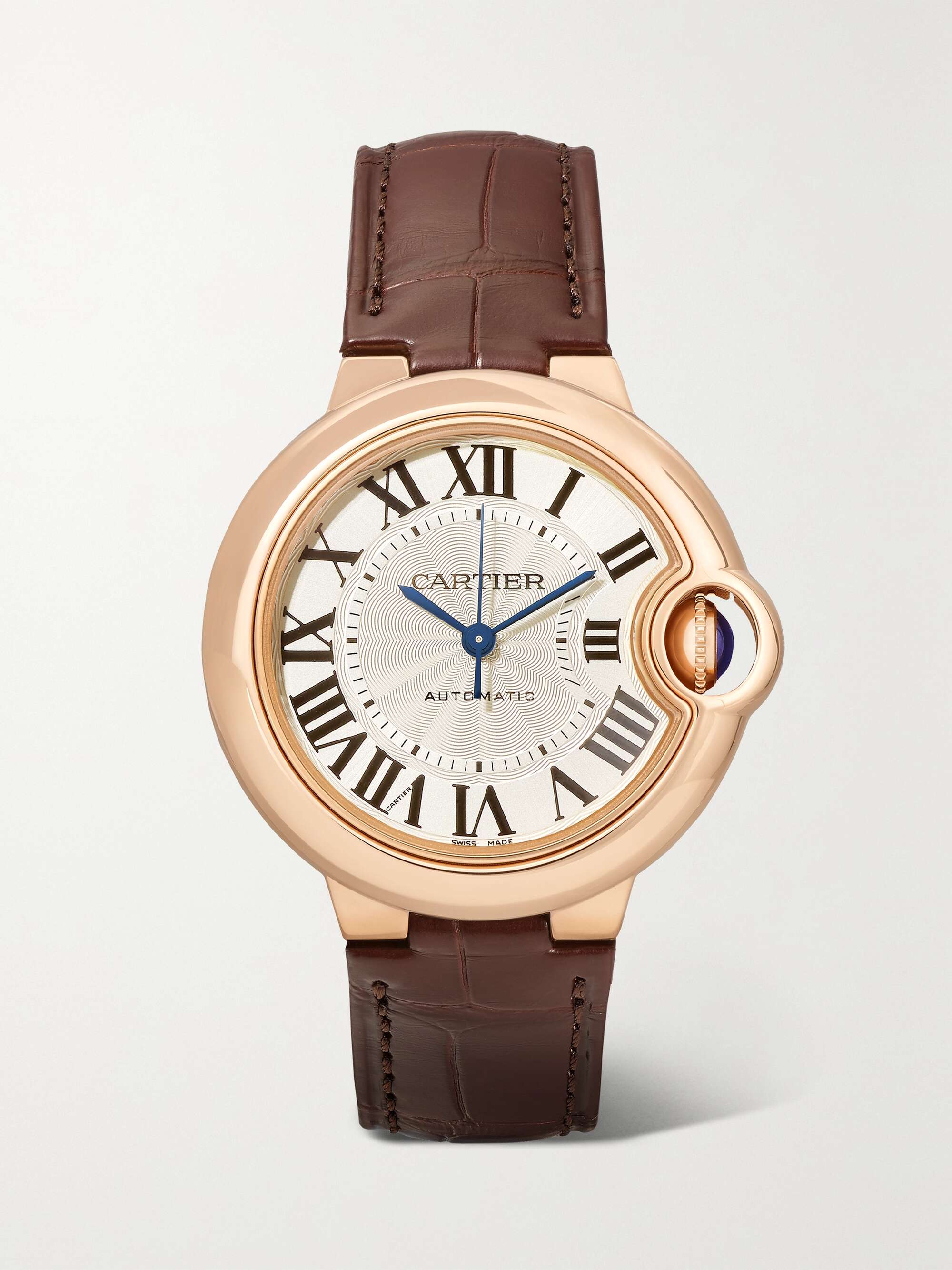 CARTIER Ballon Bleu de Cartier 33mm 18-karat pink gold and alligator ...