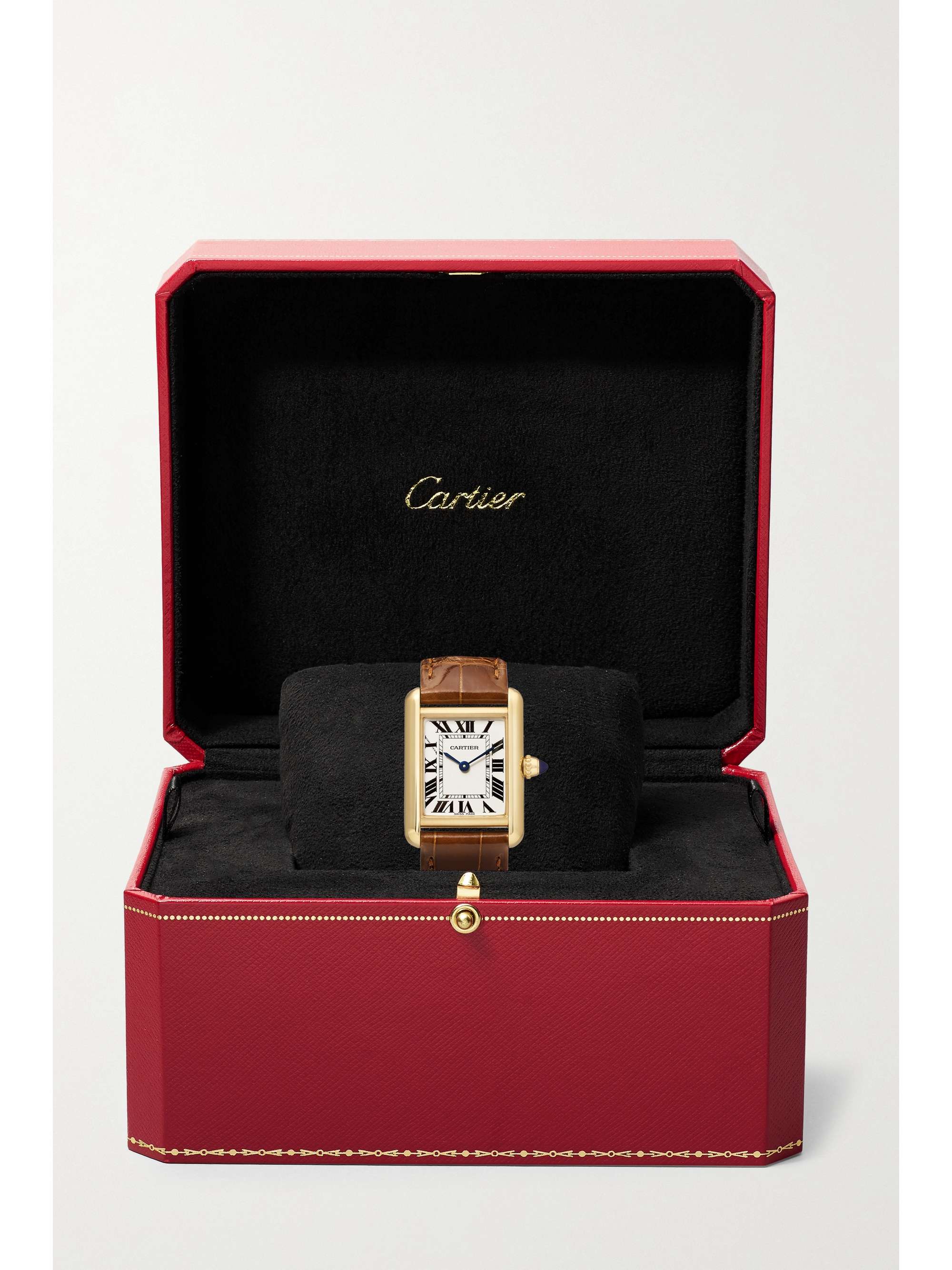 CARTIER Tank Louis Cartier 22mm small 18-karat gold and alligator watch