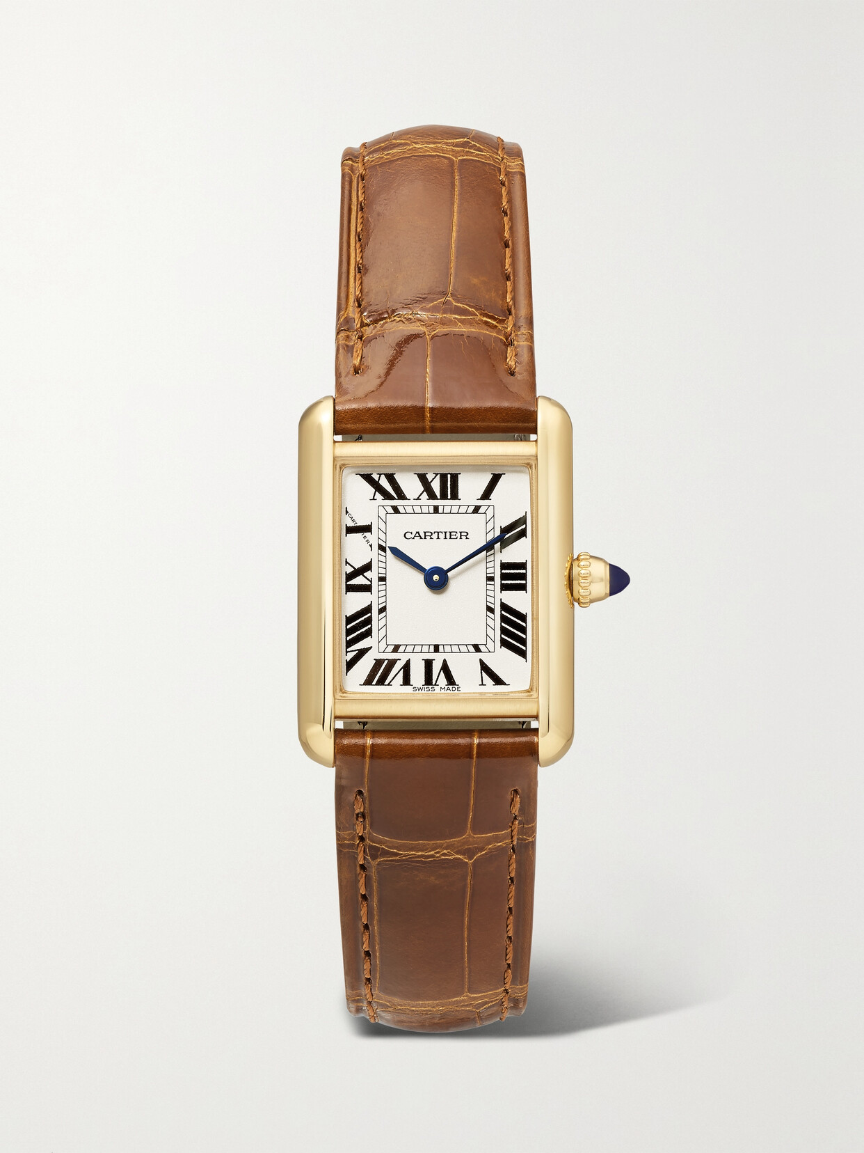 Cartier - Tank Louis Cartier 22mm Small 18-karat Gold And Alligator Watch - Brown