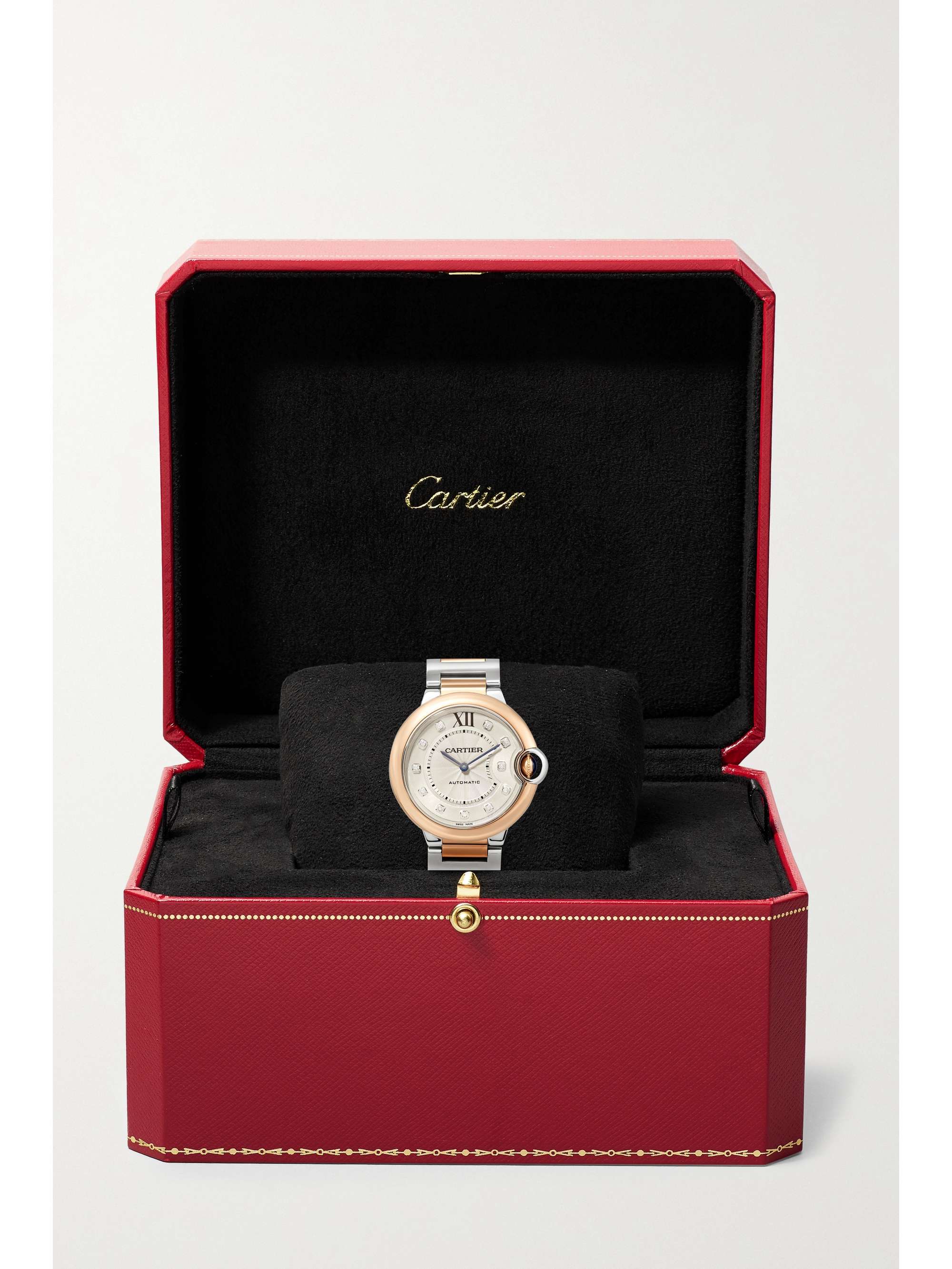 CARTIER Ballon Bleu de Cartier Automatic 36mm 18-karat rose gold, stainless steel and diamond watch