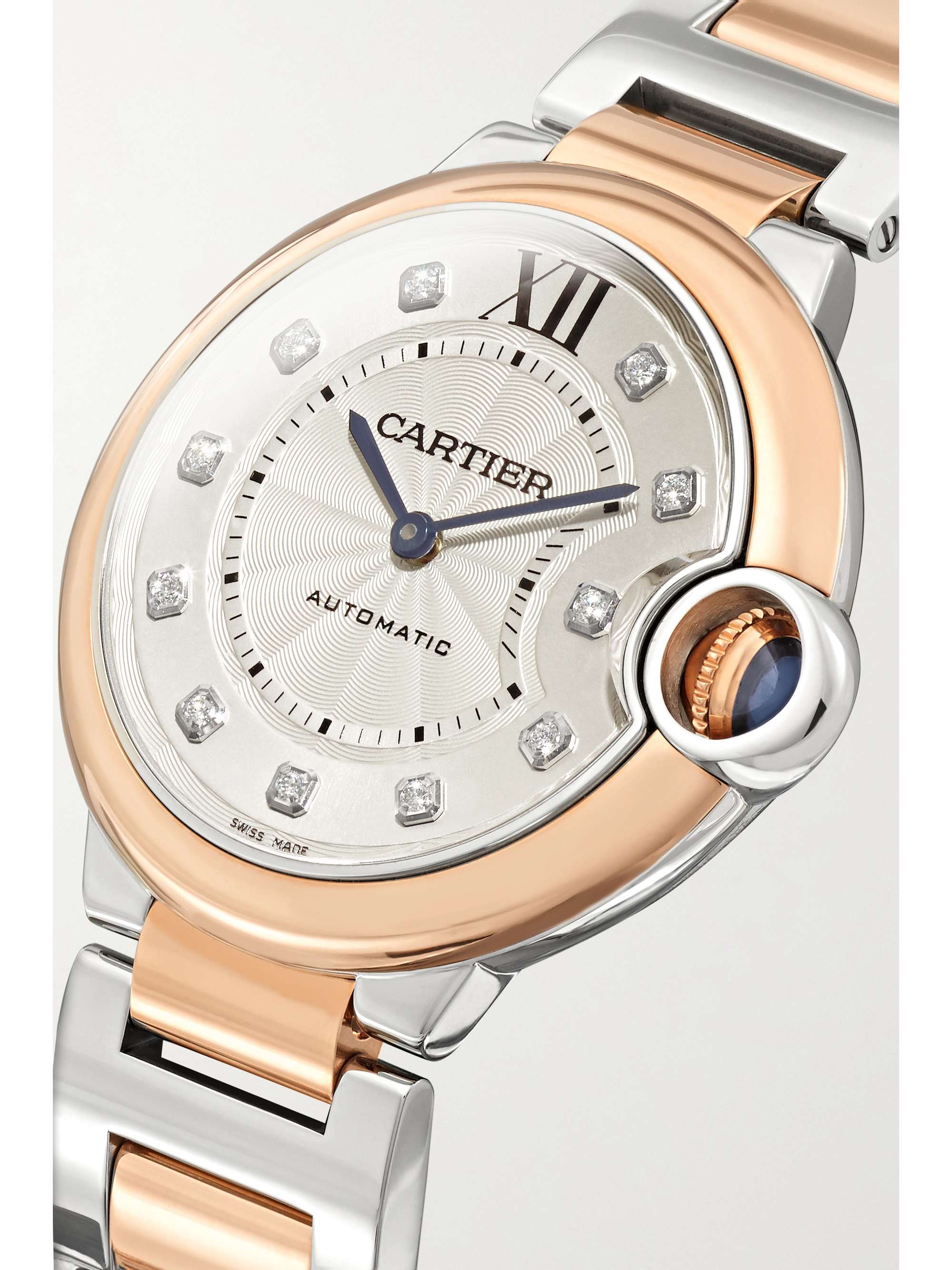 CARTIER Ballon Bleu de Cartier Automatic 36mm 18-karat rose gold, stainless steel and diamond watch