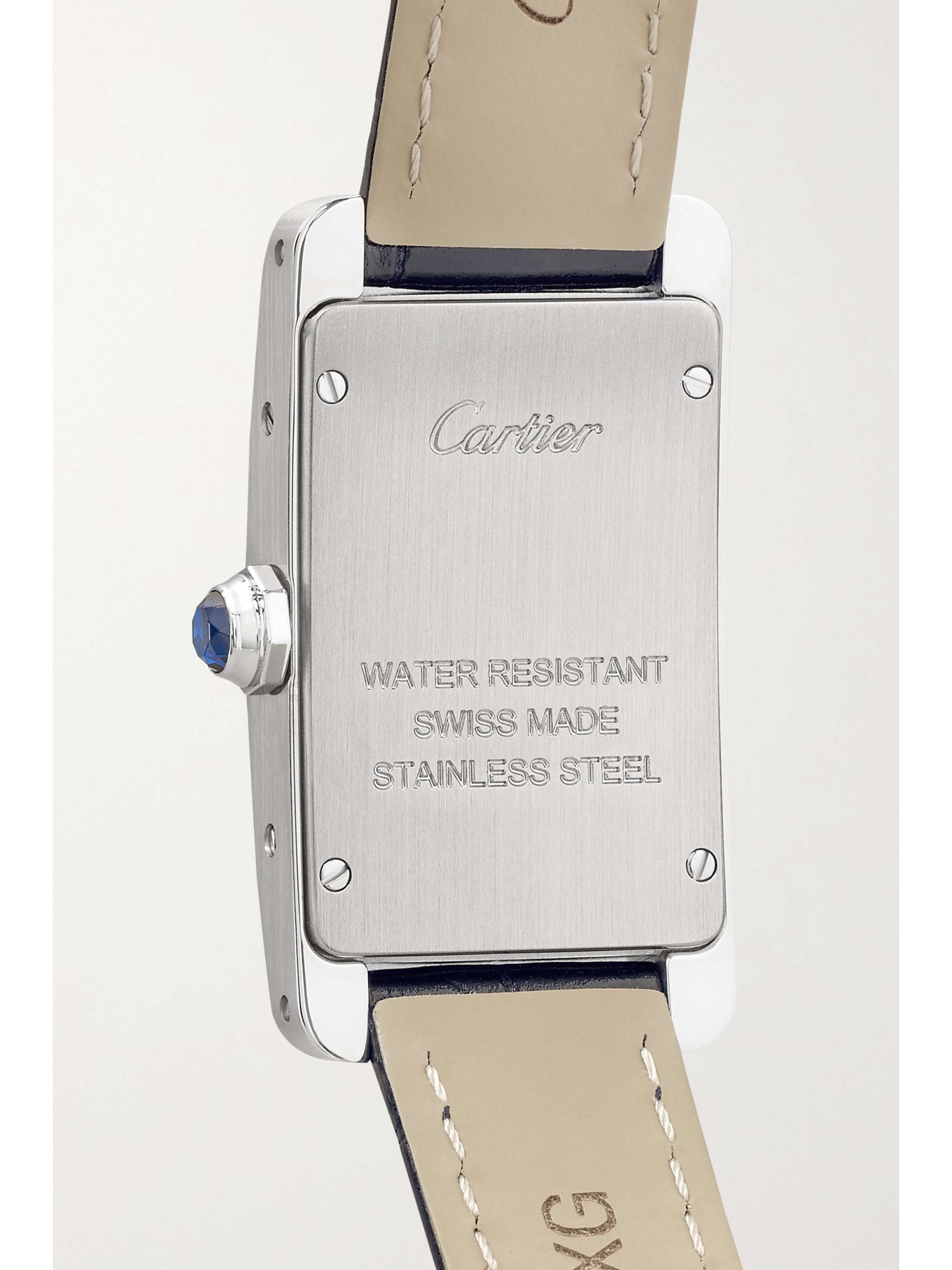 CARTIER Montre en acier inoxydable et en alligator Tank Américaine Small 19 mm