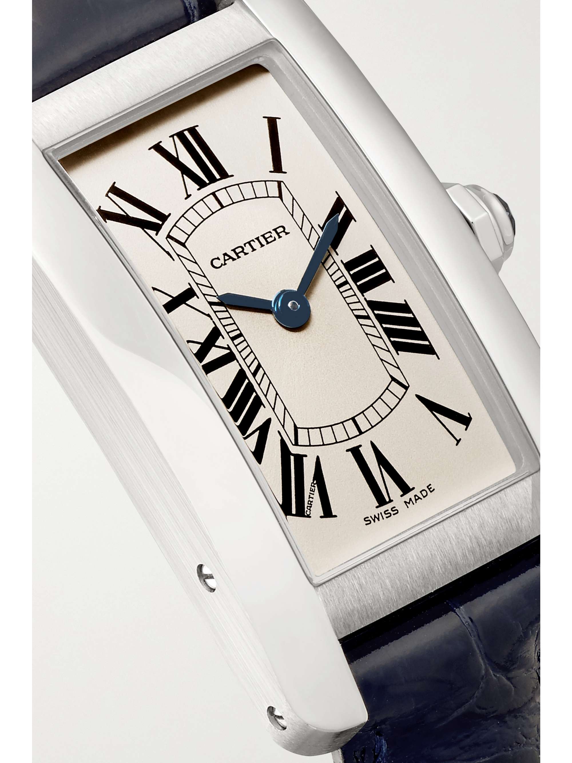 CARTIER Montre en acier inoxydable et en alligator Tank Américaine Small 19 mm