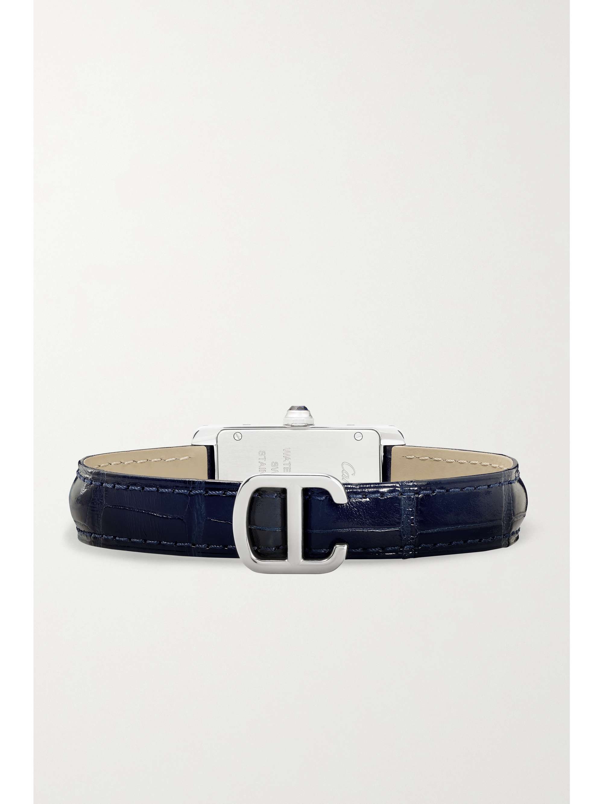 CARTIER Montre en acier inoxydable et en alligator Tank Américaine Small 19 mm