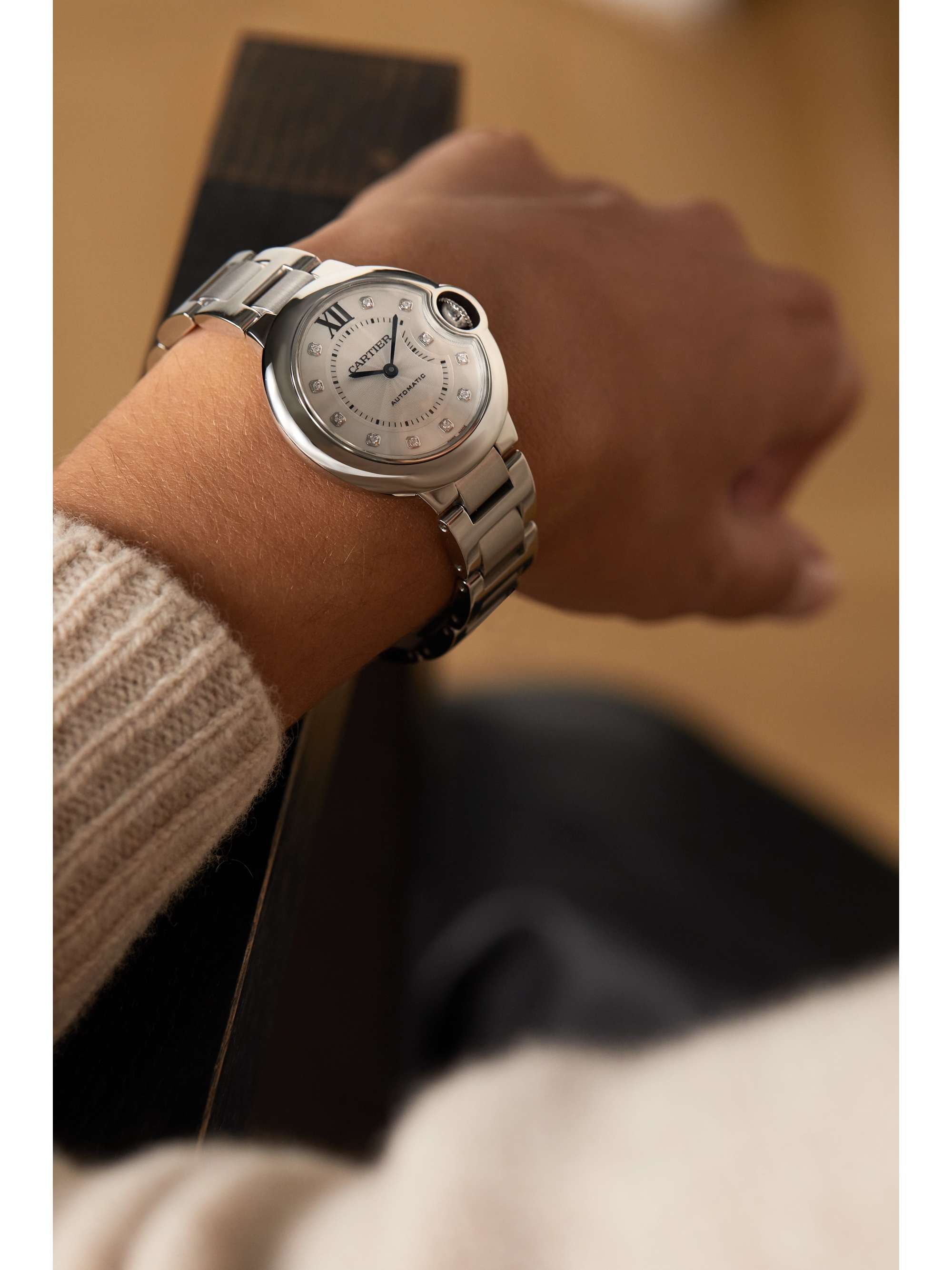 CARTIER Ballon Bleu de Cartier Automatic 33mm stainless steel and diamond watch