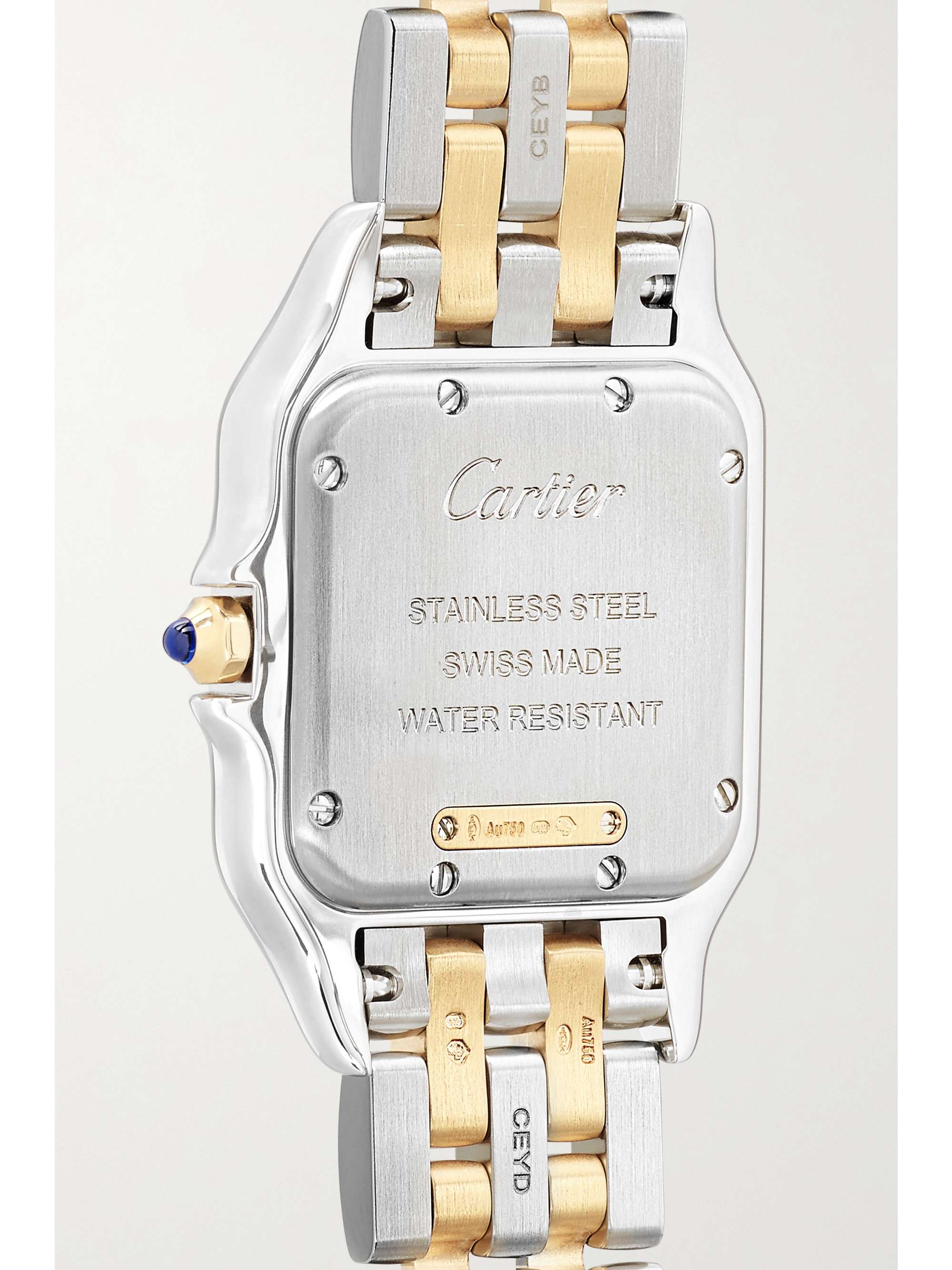 CARTIER Panthère de Cartier 27mm medium 18-karat gold and stainless steel watch