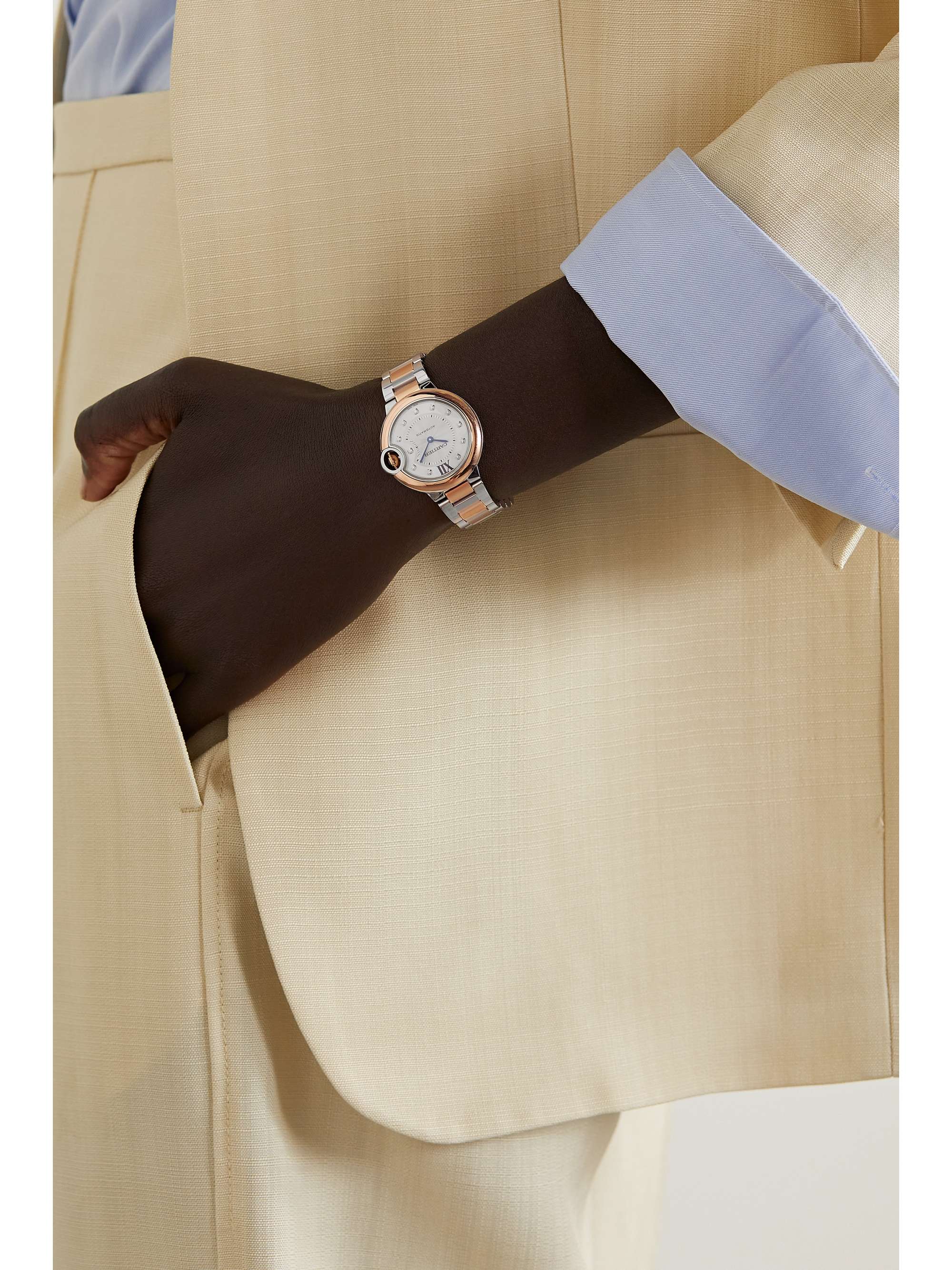 CARTIER Ballon Bleu de Cartier Automatic 33mm 18-karat rose gold, stainless steel and diamond watch