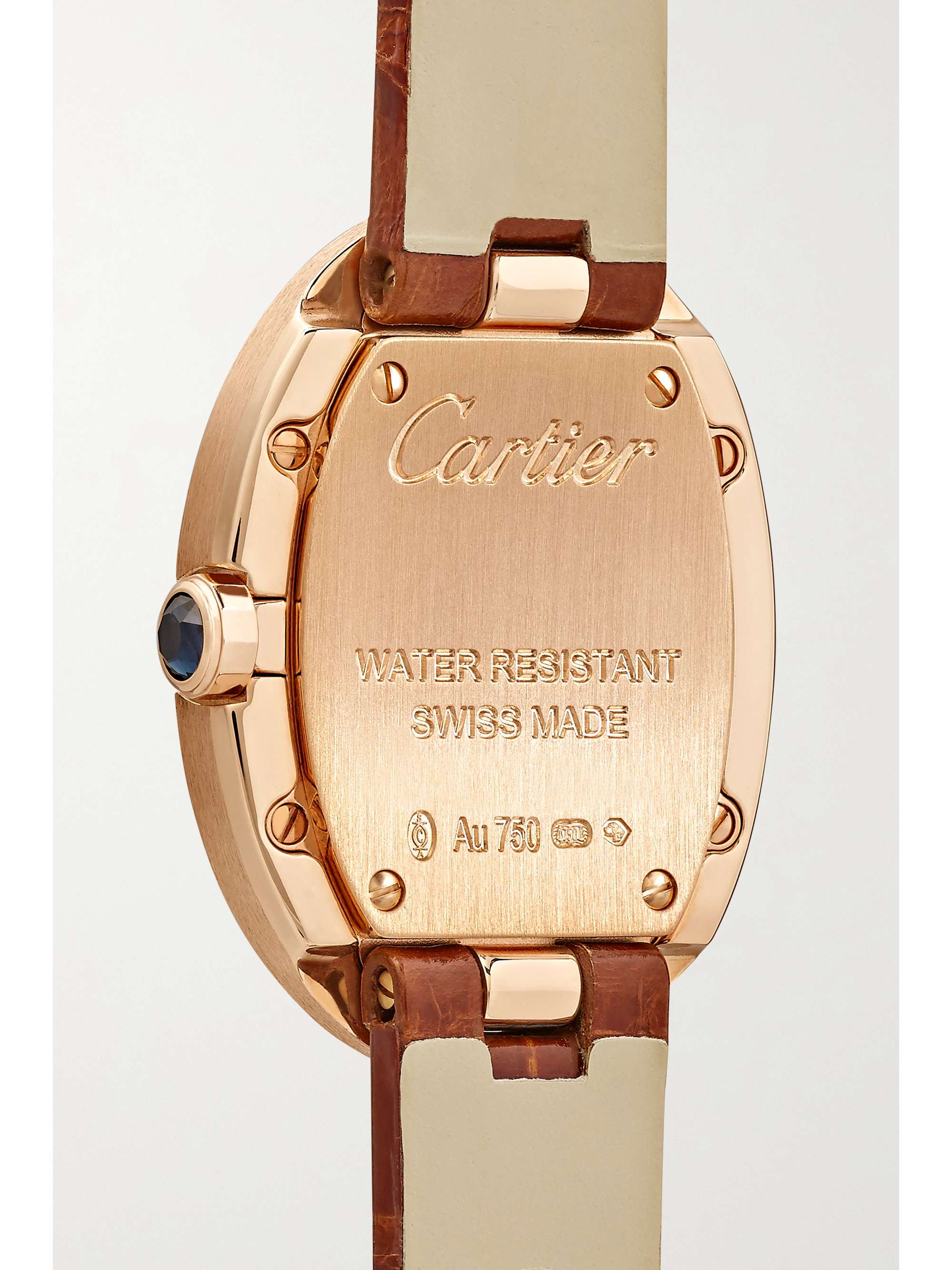 CARTIER Baignoire 24.5mm small 18-karat white gold, toile brossée and diamond watch