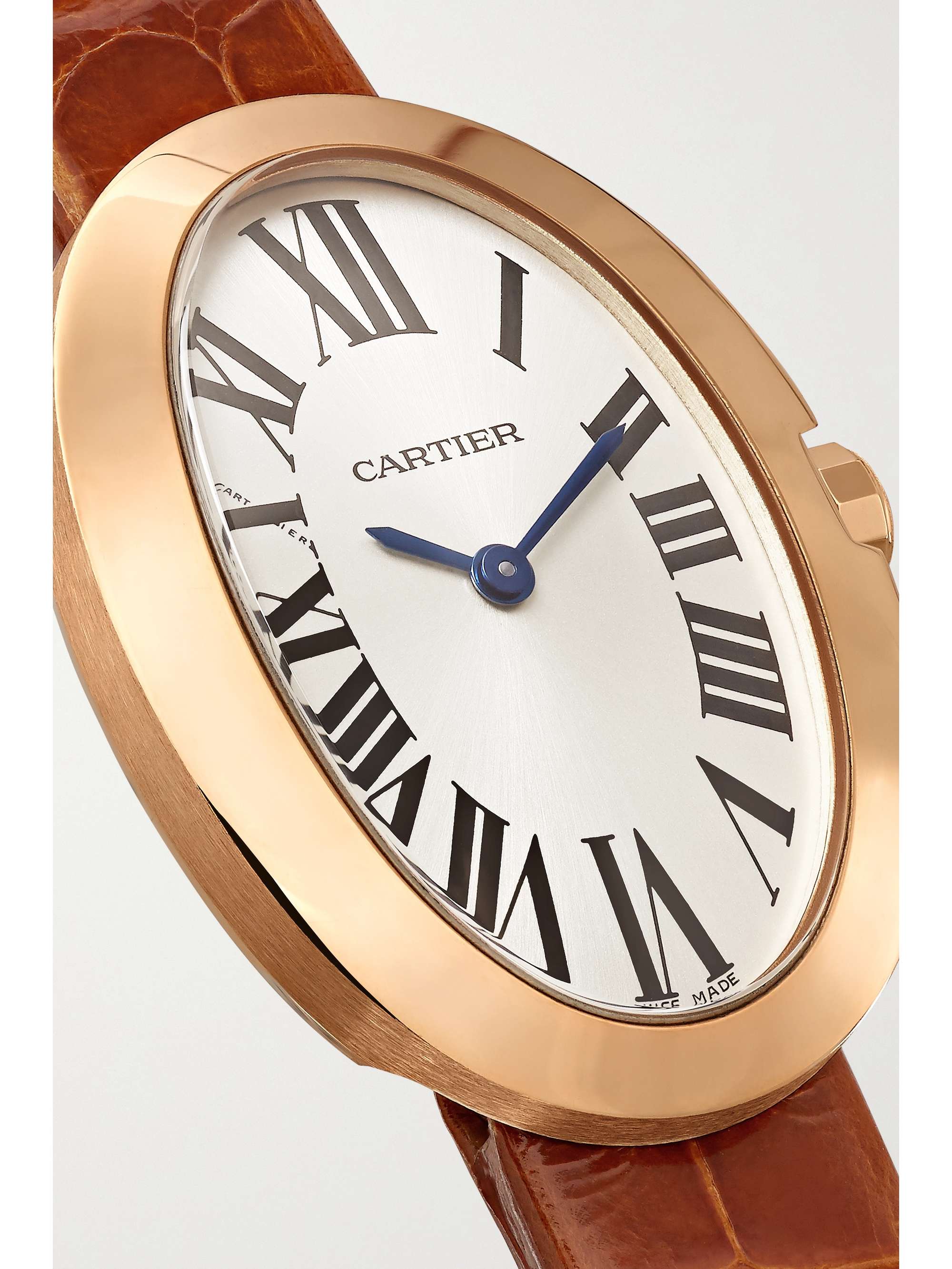 CARTIER Baignoire 24.5mm small 18-karat white gold, toile brossée and diamond watch