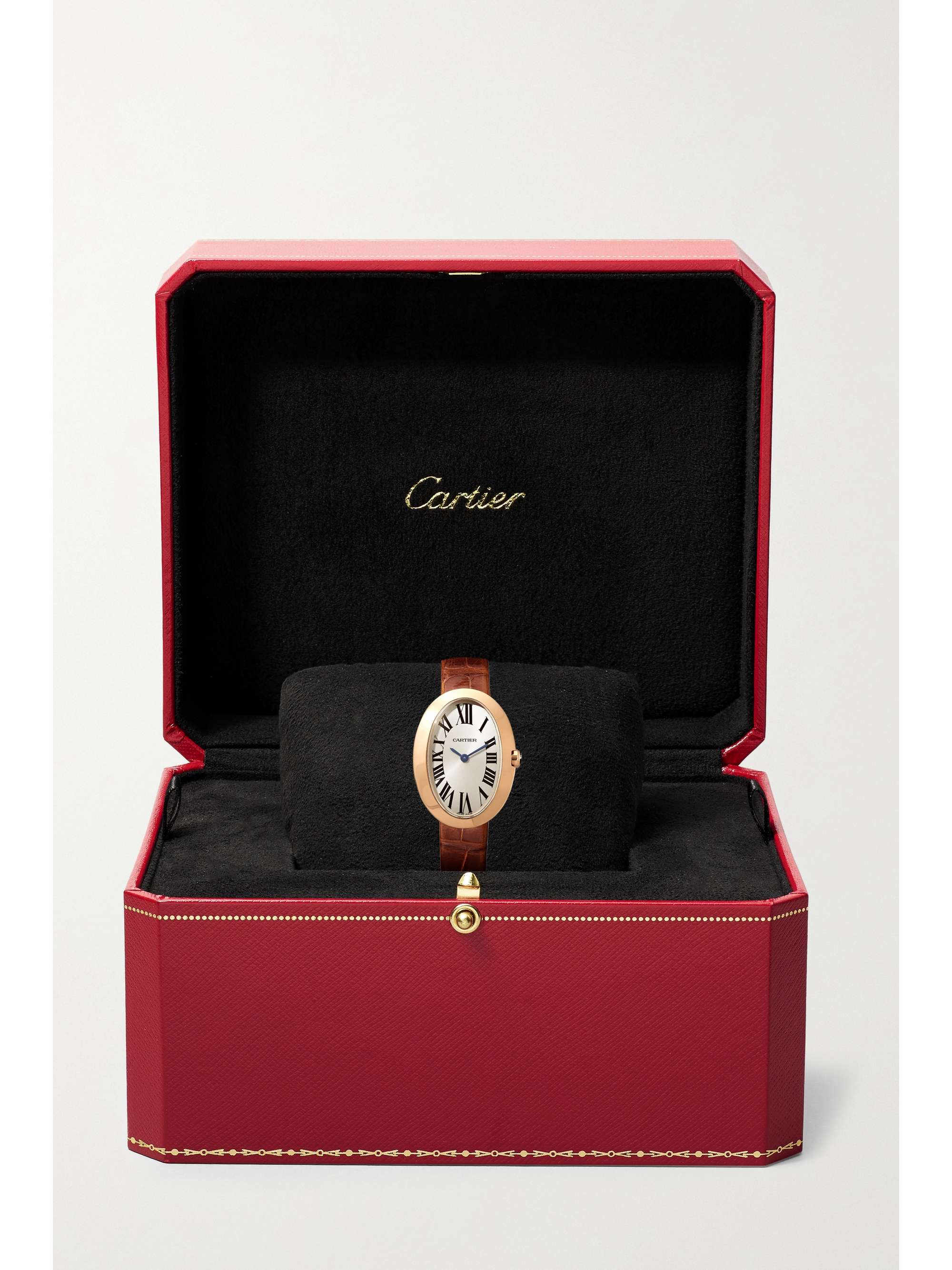 CARTIER Baignoire 24.5mm small 18-karat white gold, toile brossée and diamond watch