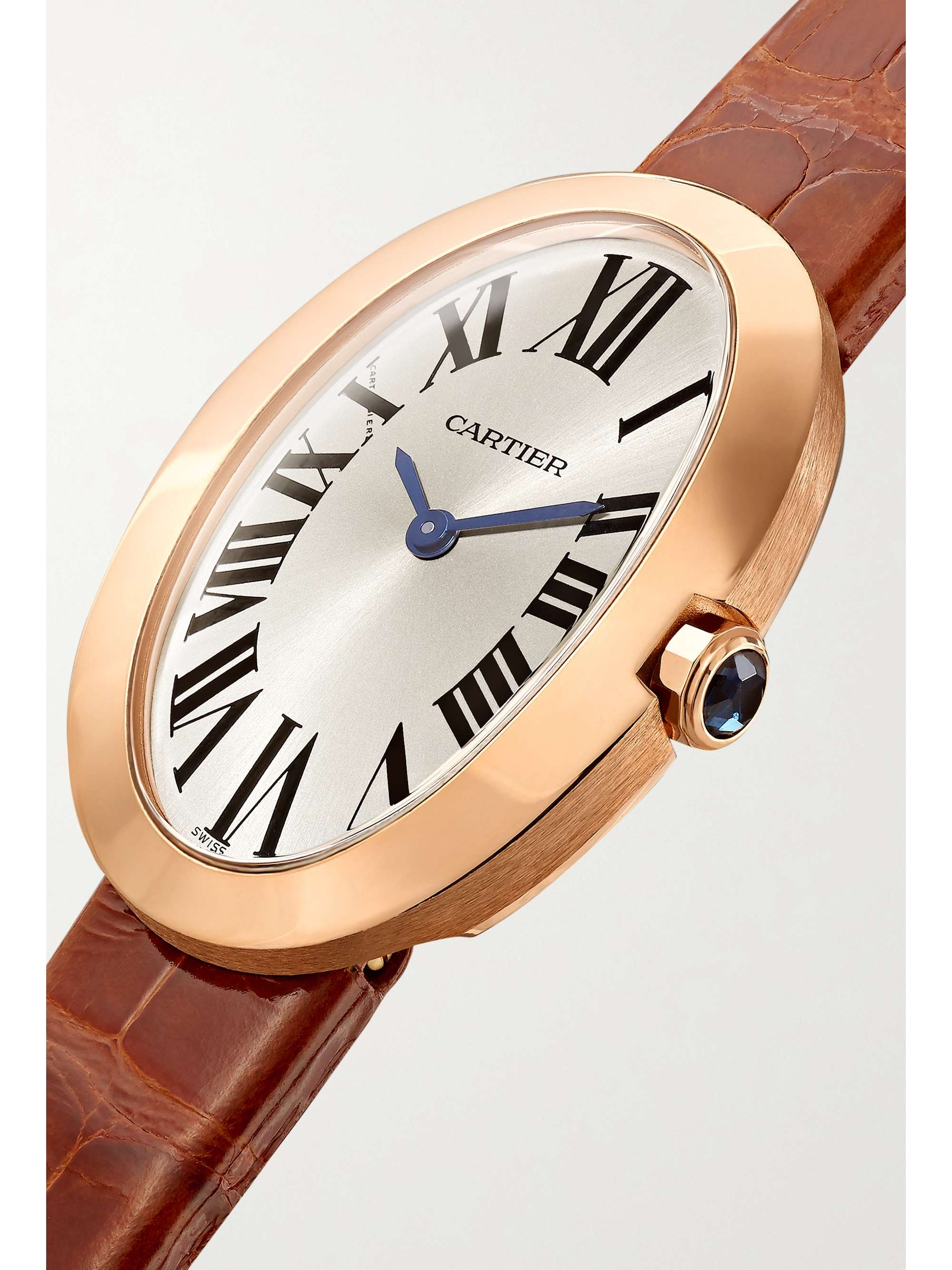 CARTIER Baignoire 24.5mm small 18-karat white gold, toile brossée and diamond watch