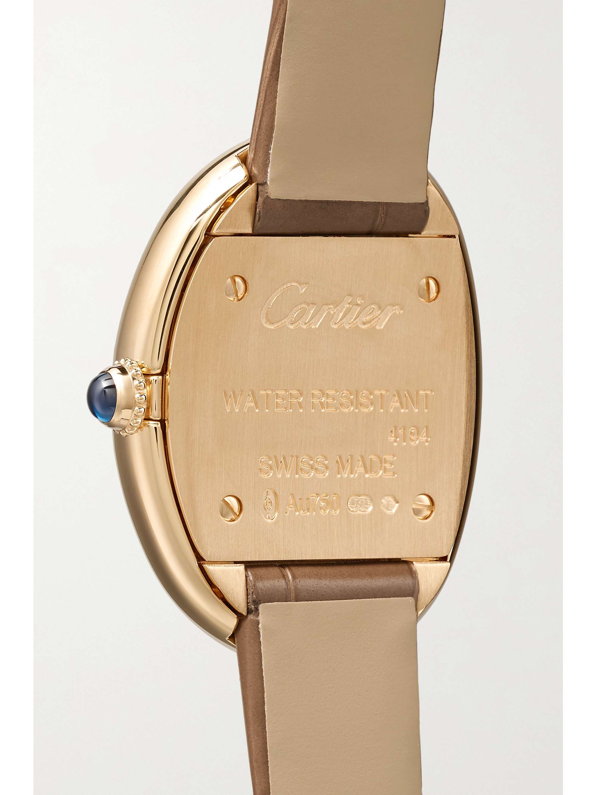 CARTIER Montre en or 18 carats (750/1000) à bracelet en alligator Baignoire 1920 Small, 26 mm
