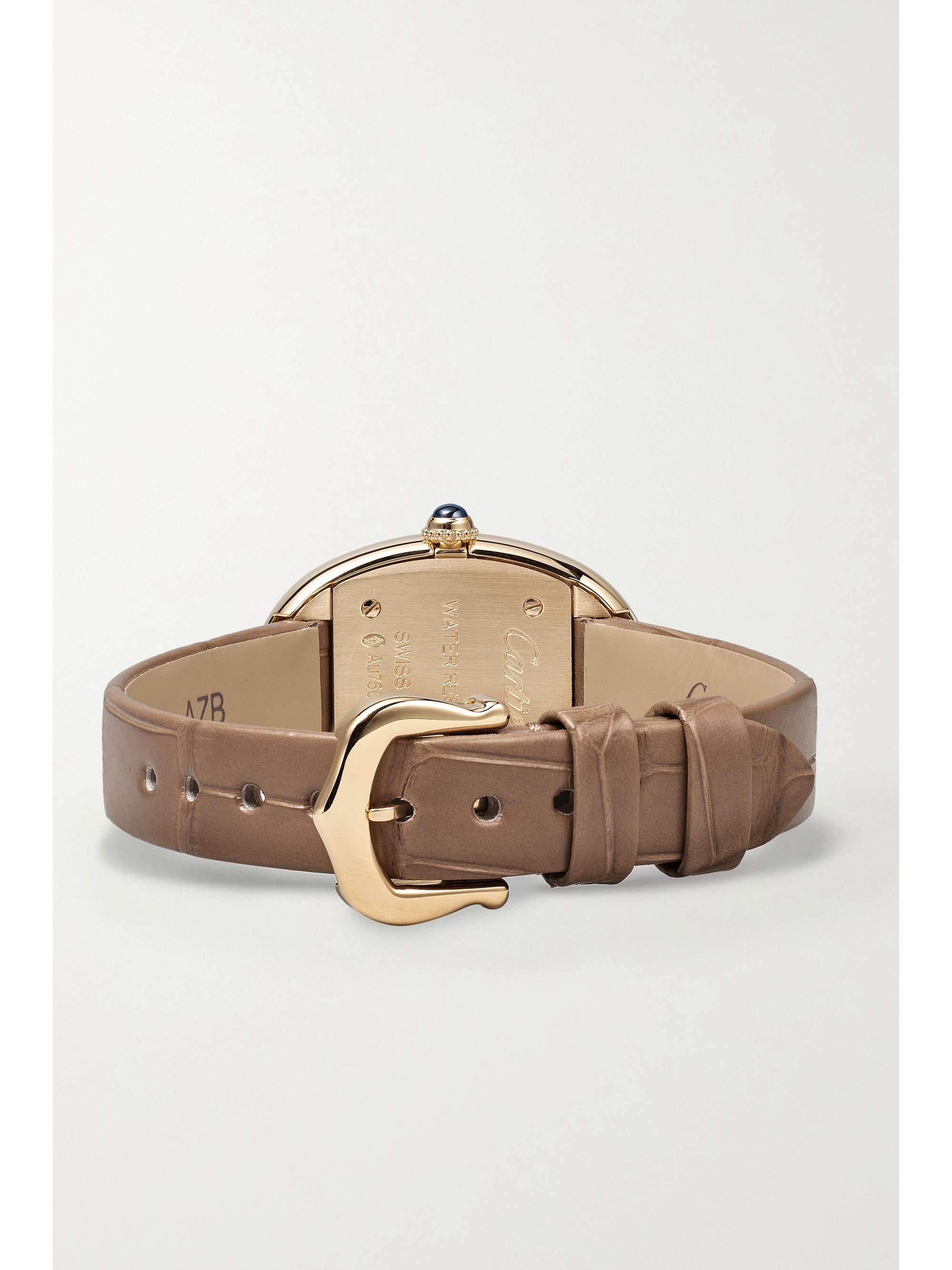 CARTIER Montre en or 18 carats (750/1000) à bracelet en alligator Baignoire 1920 Small, 26 mm