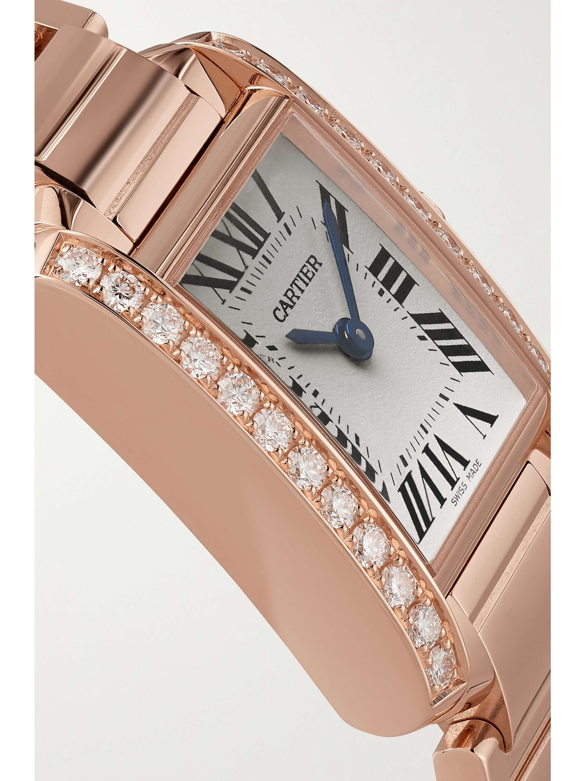 CARTIER Tank Française 25mm small 18-karat rose gold diamond watch