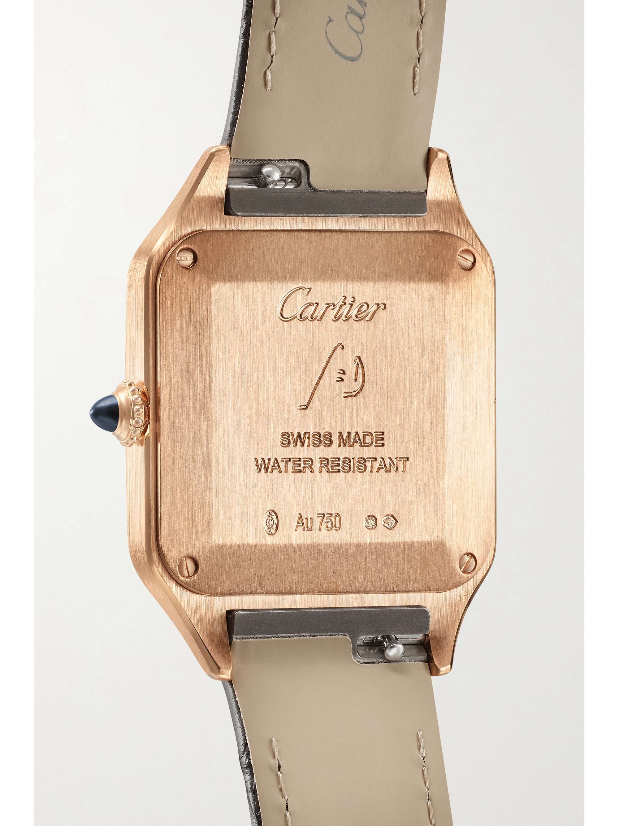CARTIER Santos-Dumont 38mm small 18-karat rose gold and alligator watch
