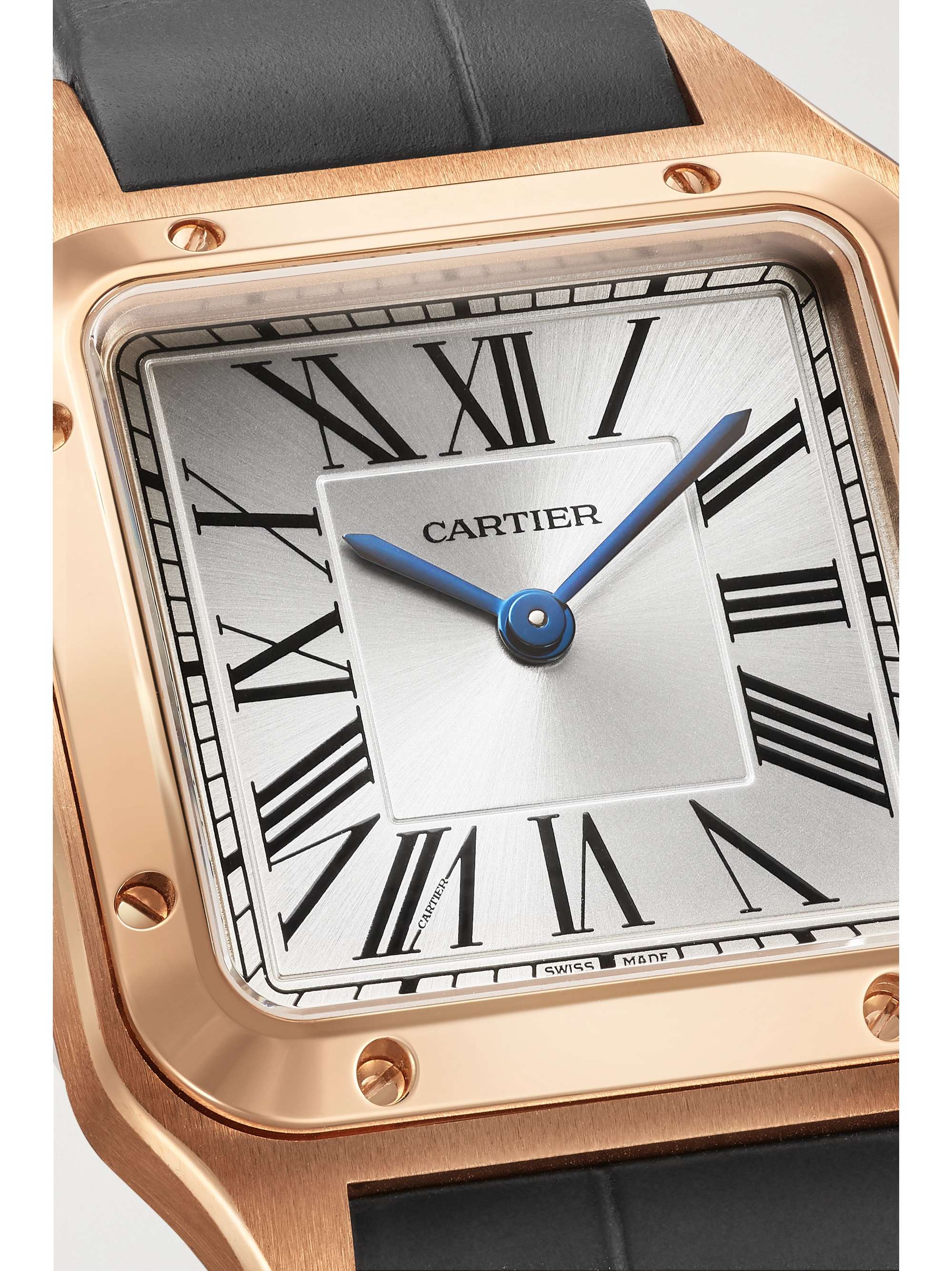 CARTIER Santos-Dumont 38mm small 18-karat rose gold and alligator watch