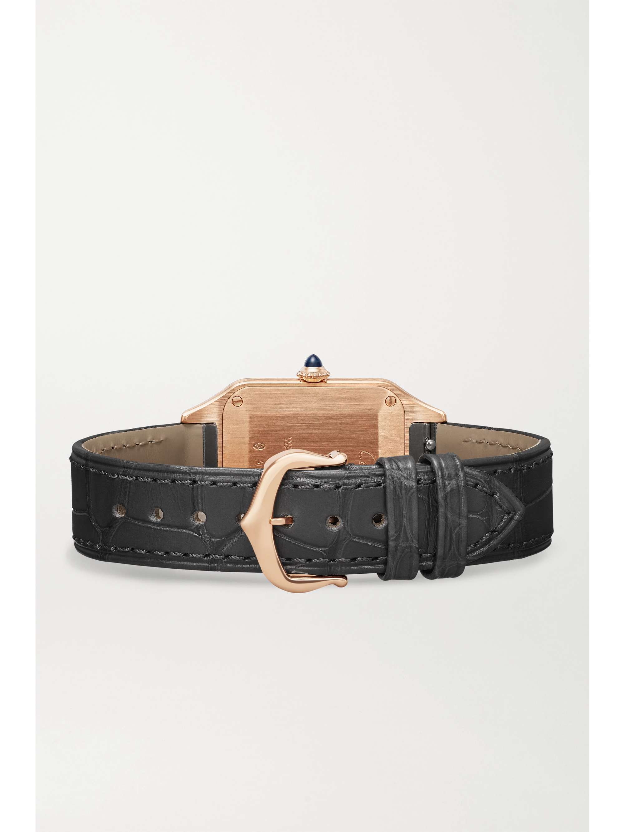 CARTIER Santos-Dumont 38mm small 18-karat rose gold and alligator watch