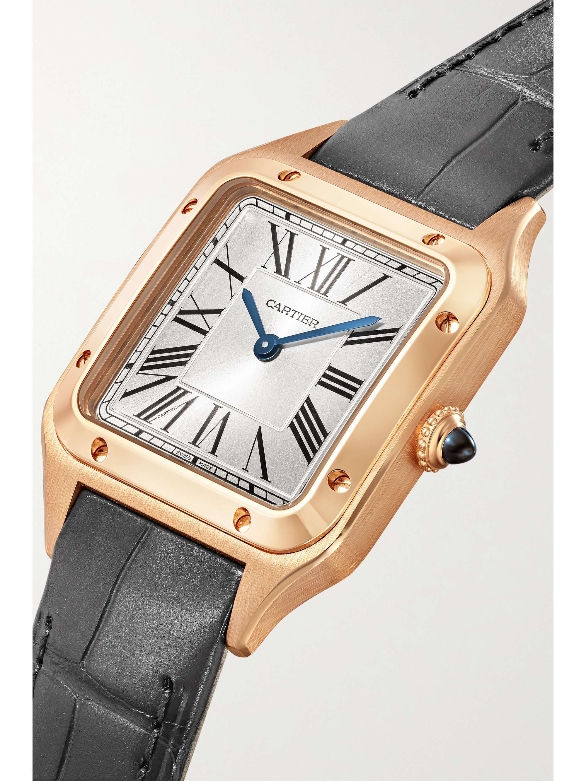 CARTIER Santos-Dumont 38mm small 18-karat rose gold and alligator watch