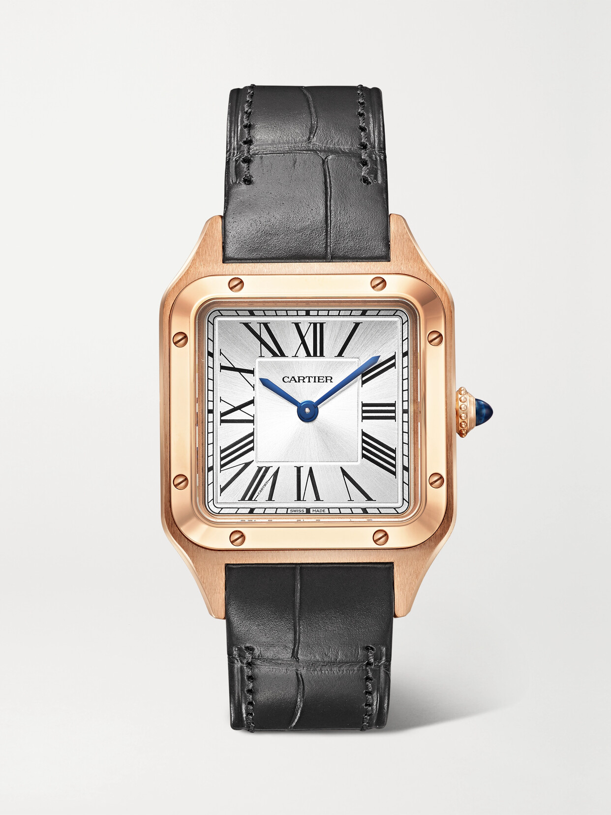 Cartier Santos-dumont 38mm Small 18-karat Rose  And Alligator Watch