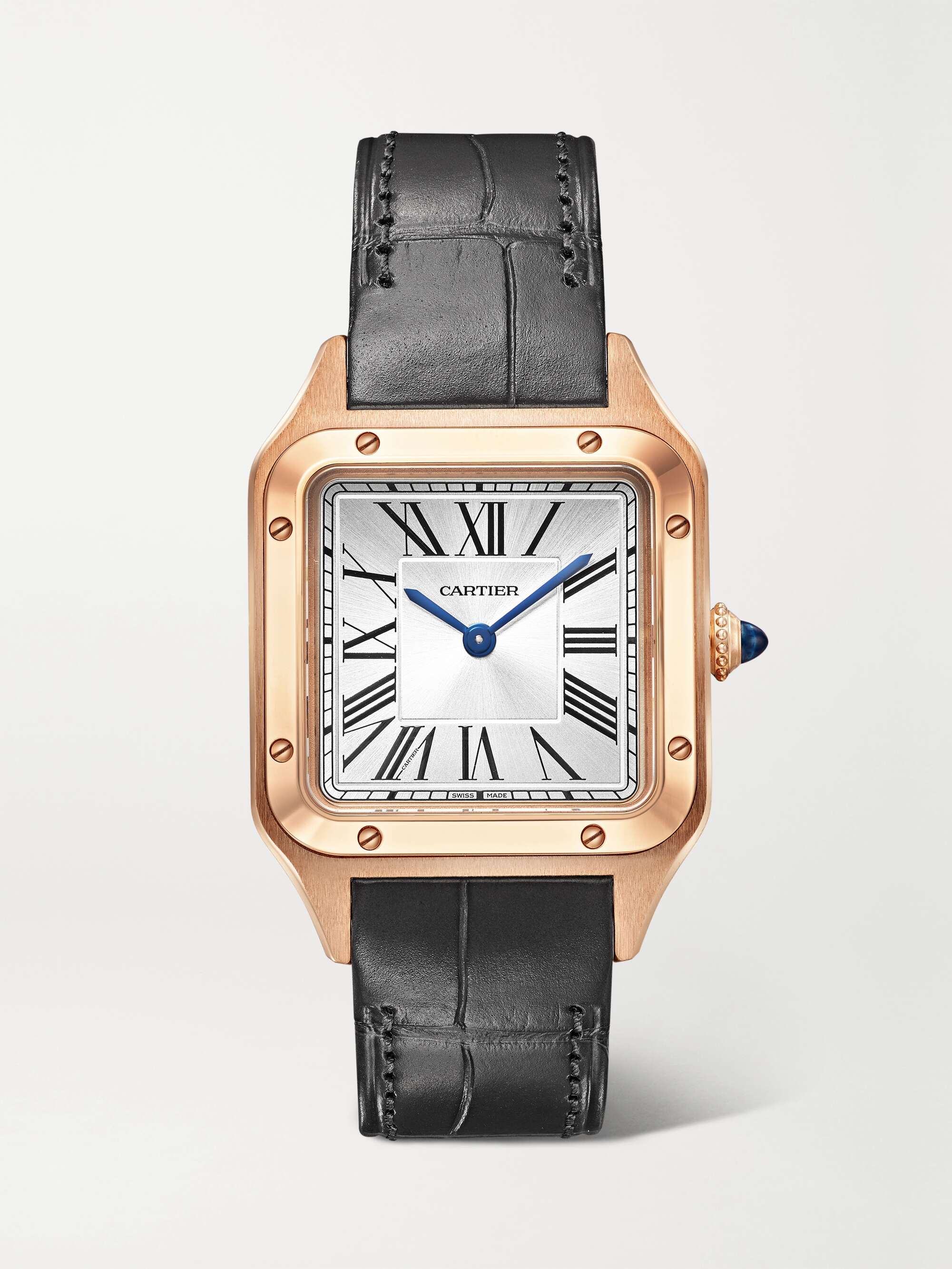 Santos Dumont 38mm small 18 karat rose gold and alligator watch gold One Size