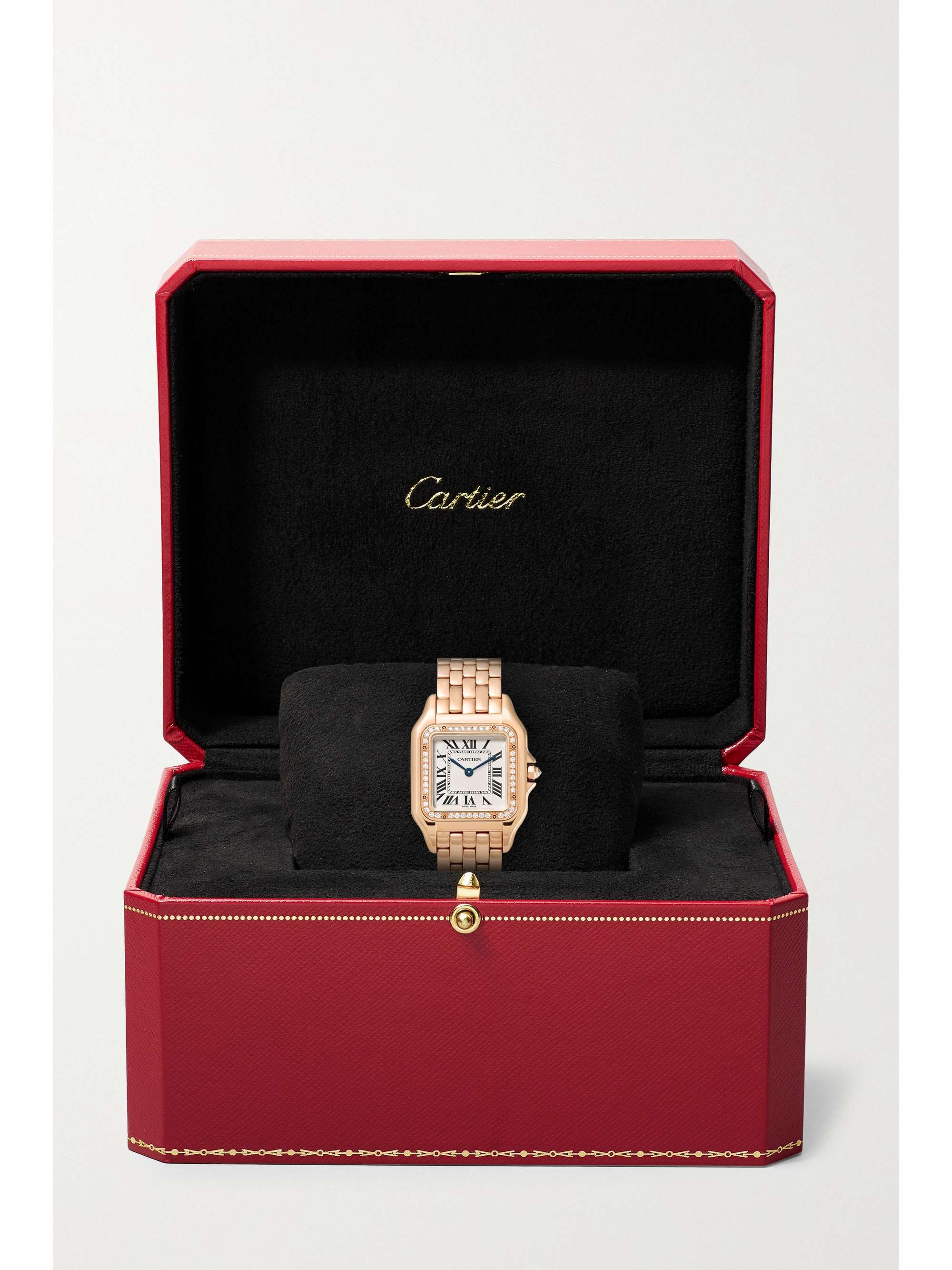 CARTIER Montre en or rose 18 carats (750/1000) et diamants Panthère de Cartier Medium, 27 mm