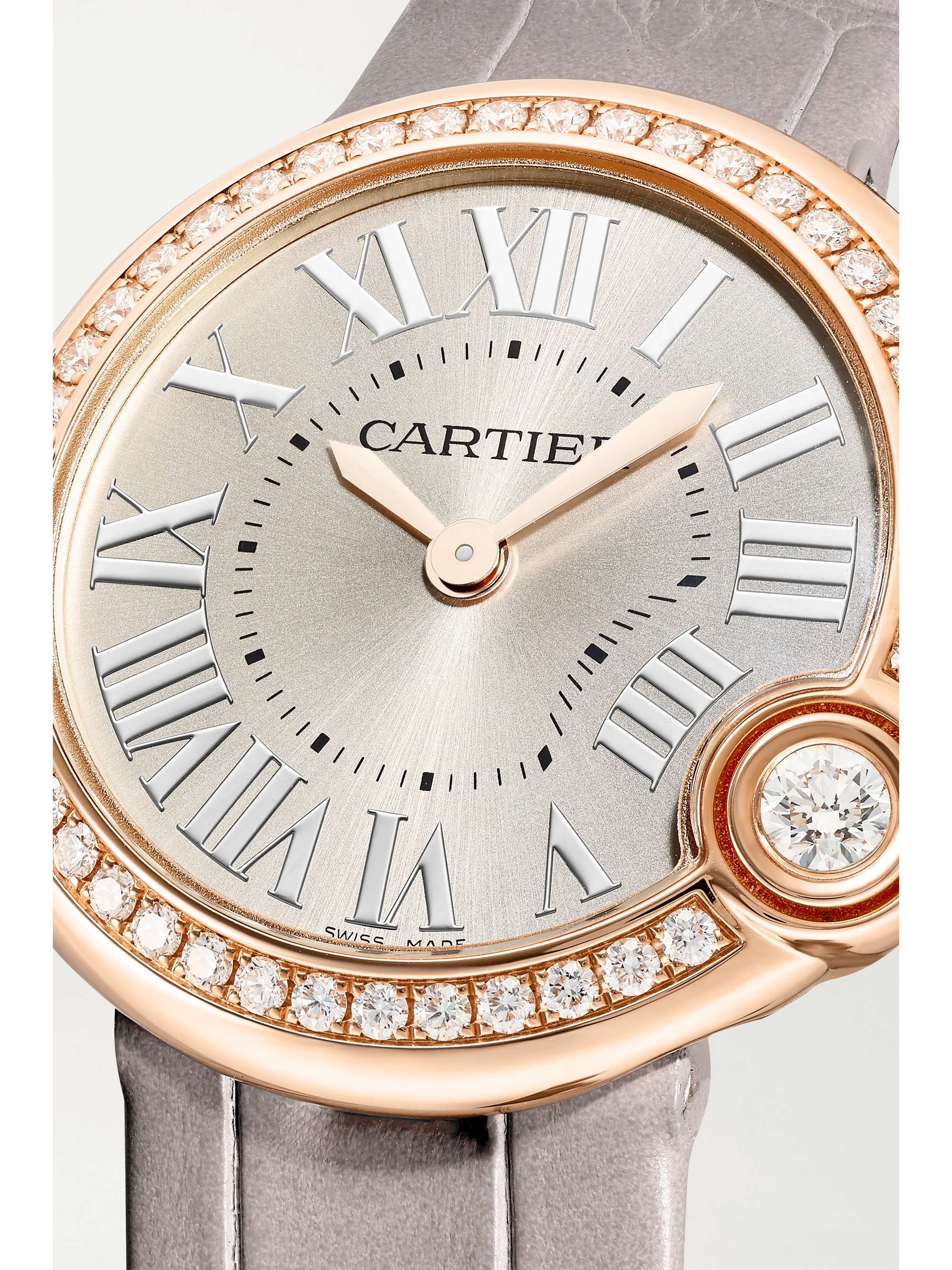 CARTIER Ballon Blanc de Cartier 30mm 18-karat rose gold, alligator and diamond watch