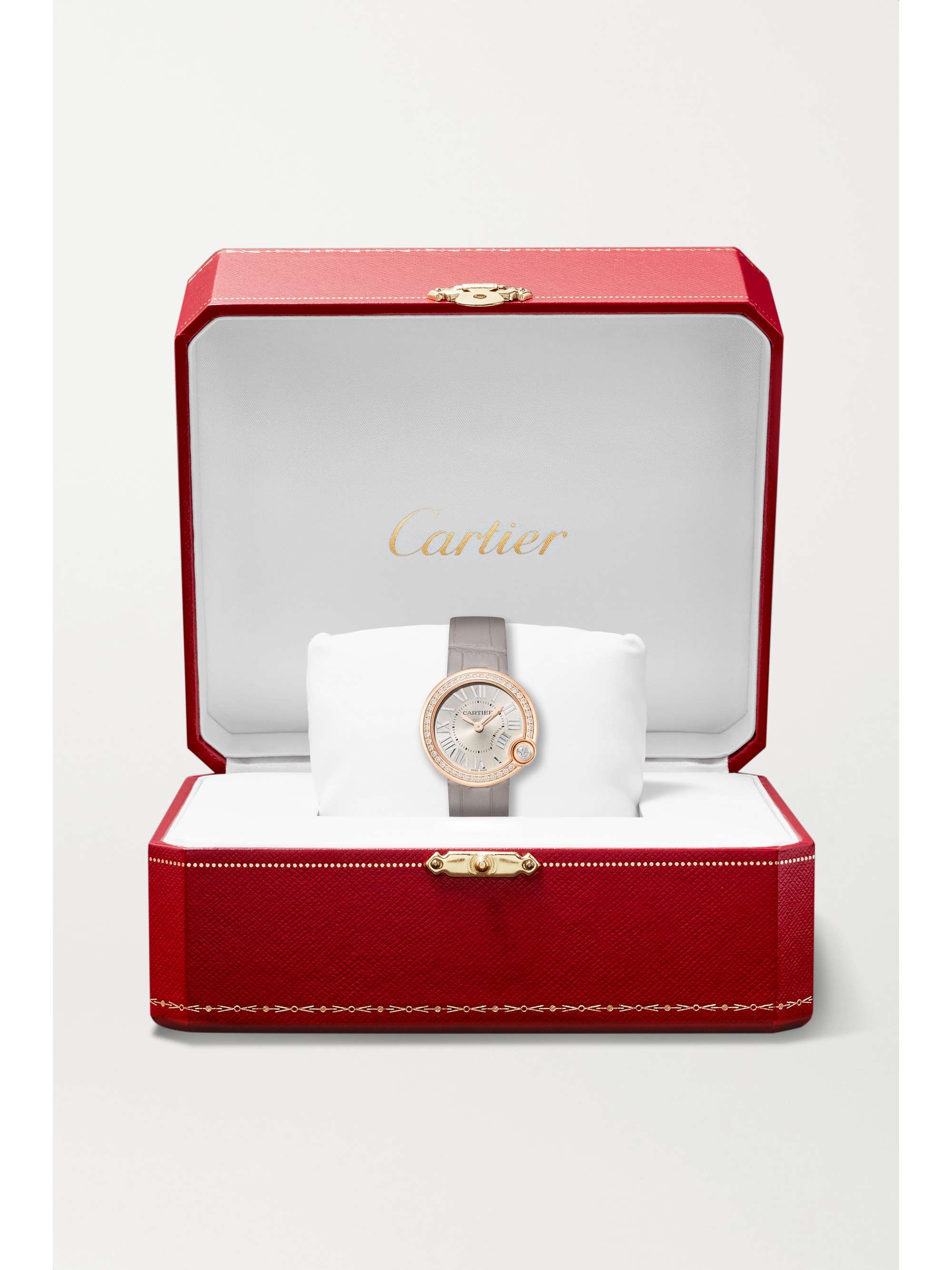 CARTIER Ballon Blanc de Cartier 30mm 18-karat rose gold, alligator and diamond watch