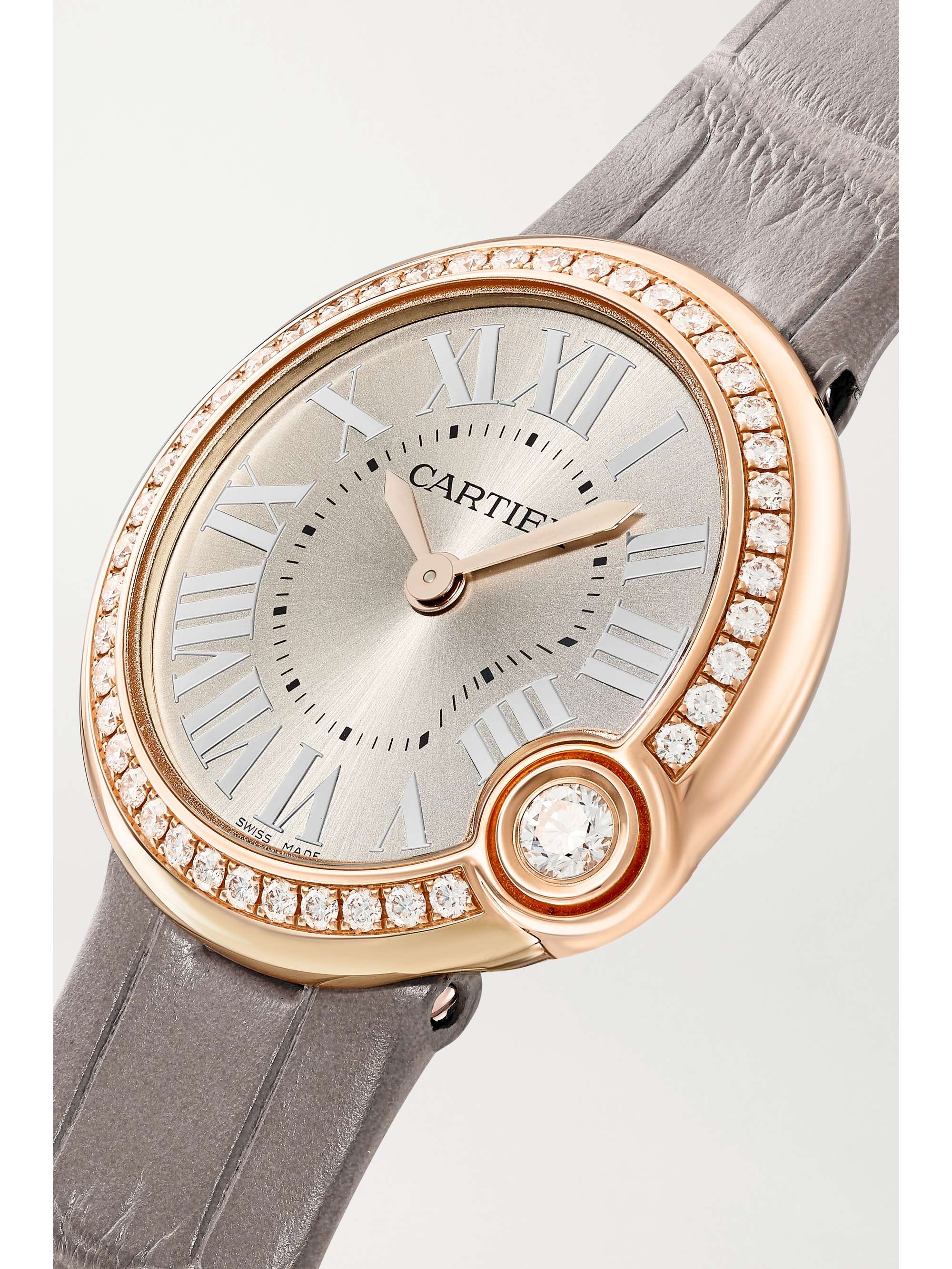 CARTIER Ballon Blanc de Cartier 30mm 18-karat rose gold, alligator and diamond watch
