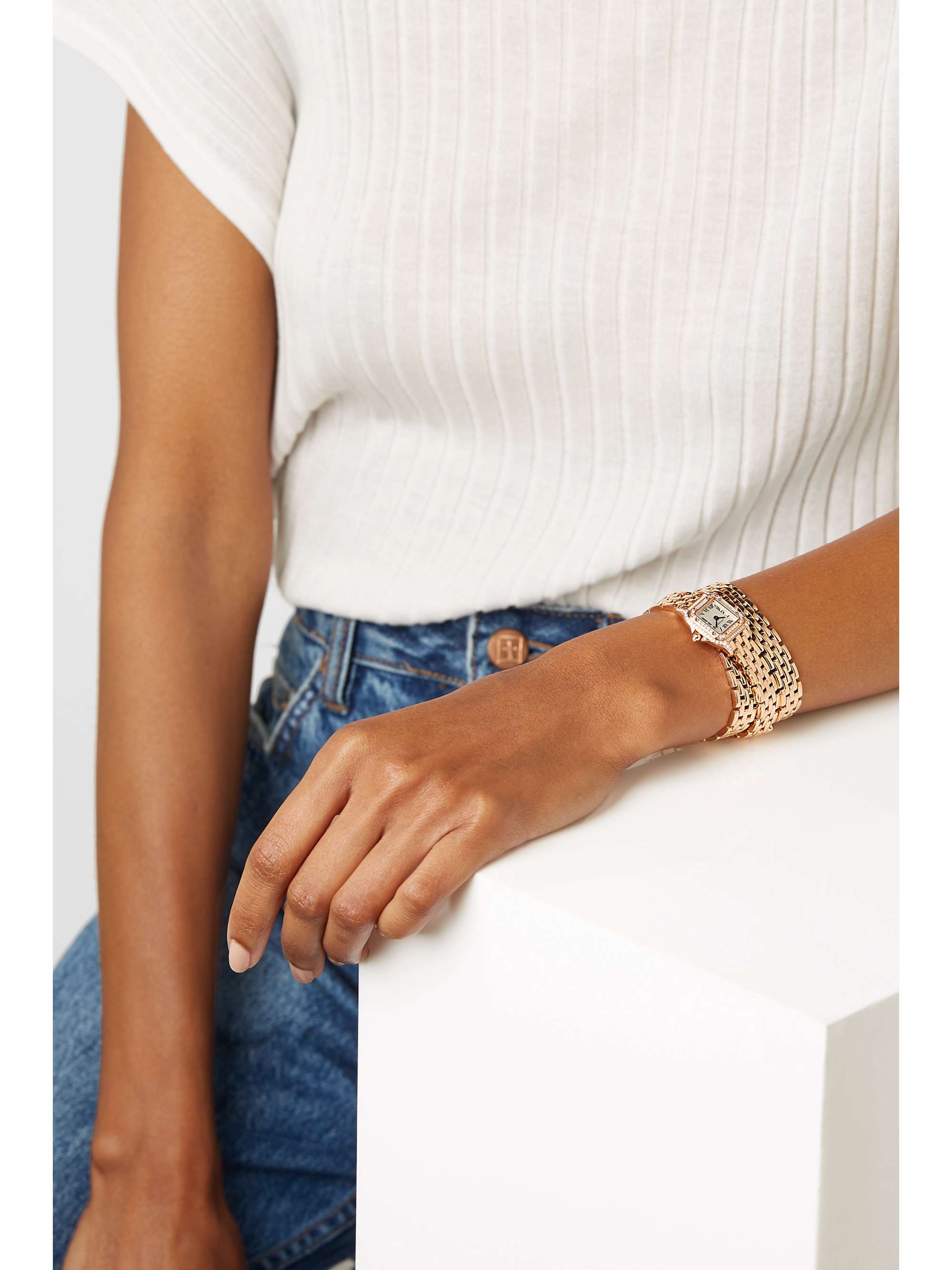 Rose gold Panthère de Cartier Manchette 20mm small 18-karat rose gold and  diamond watch | CARTIER | NET-A-PORTER