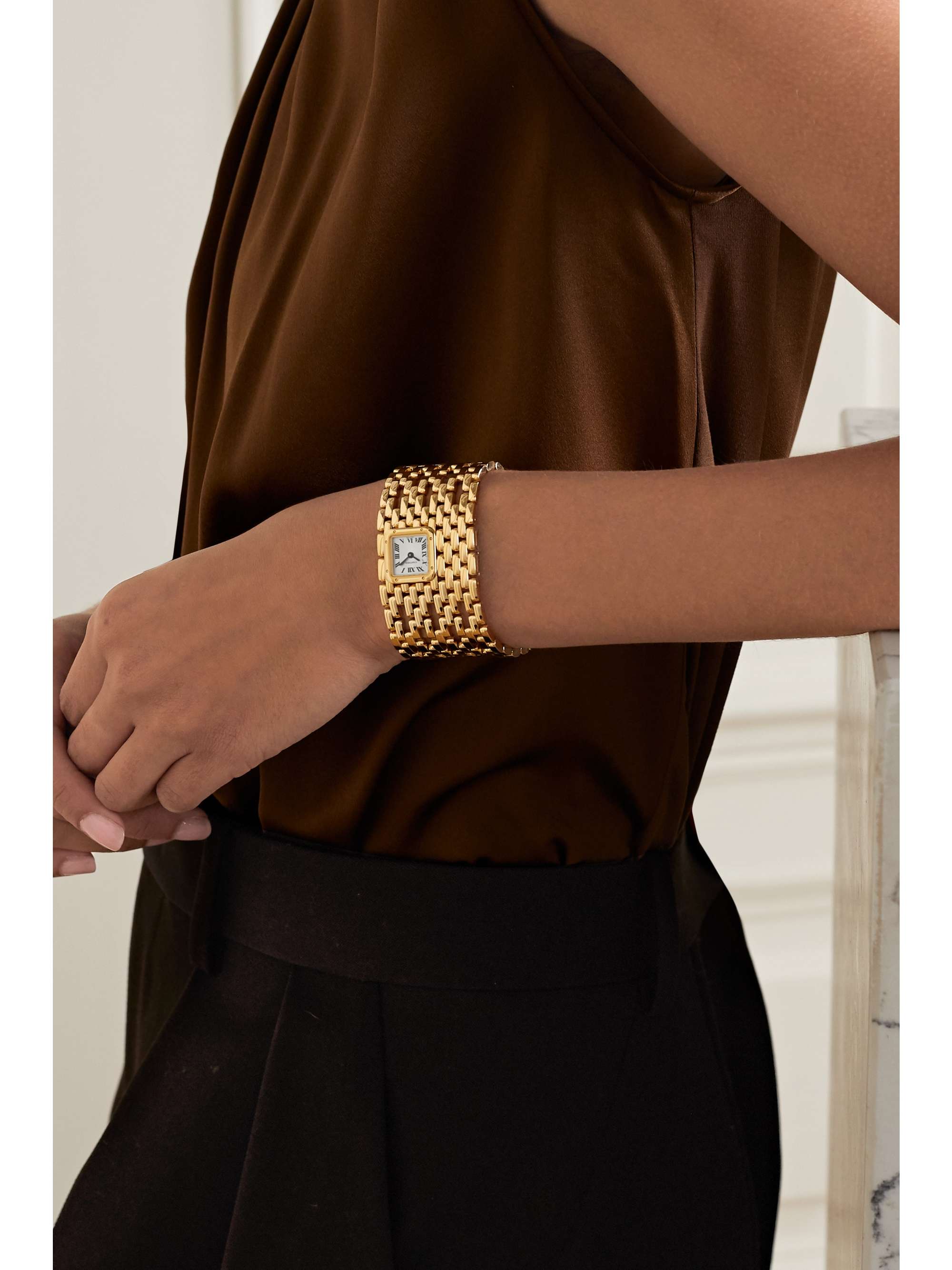 CARTIER Panthère de Cartier Manchette 22mm 18-karat gold and lacquer watch