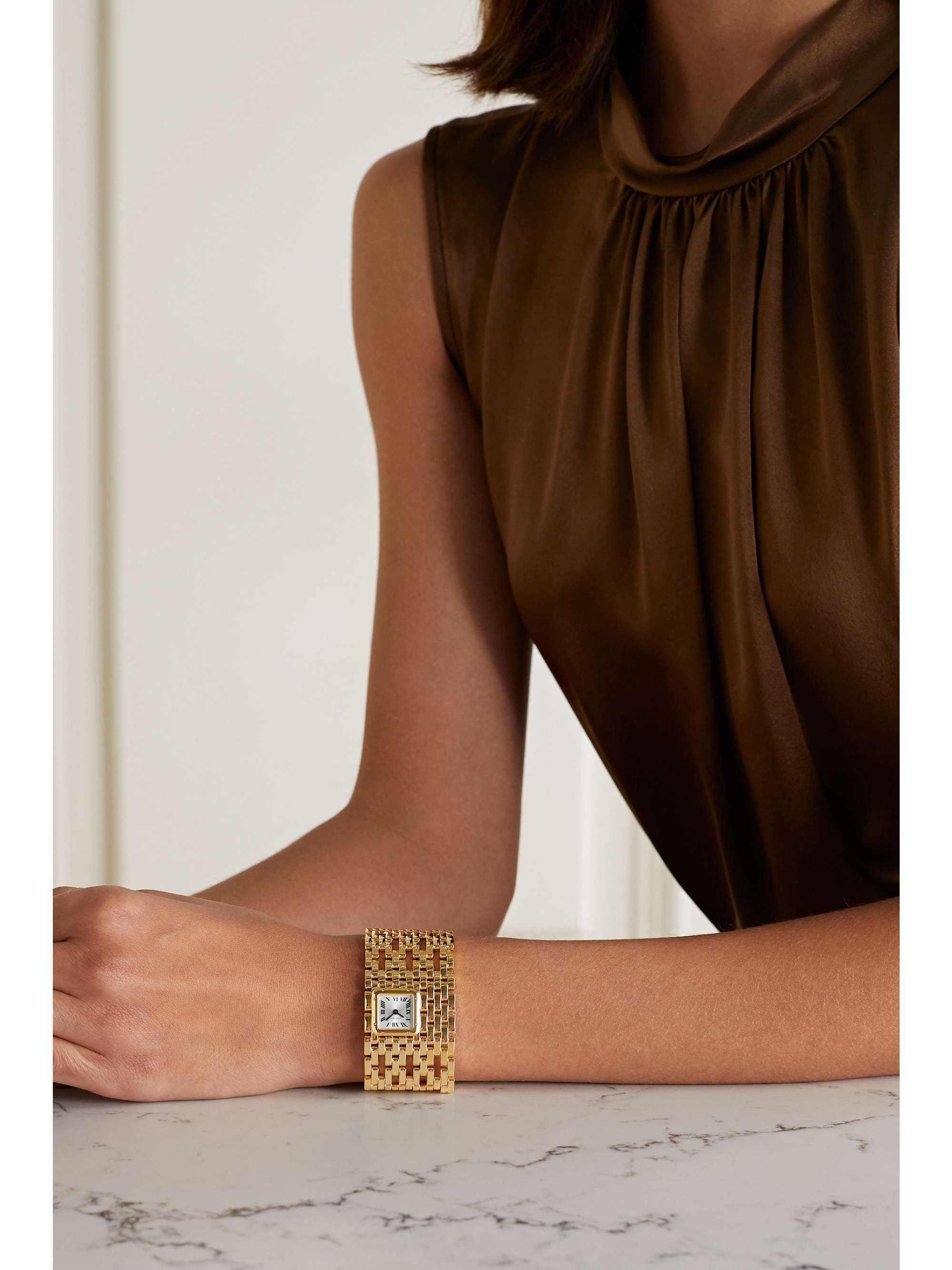 CARTIER Panthère de Cartier Manchette 22mm 18-karat gold and lacquer watch