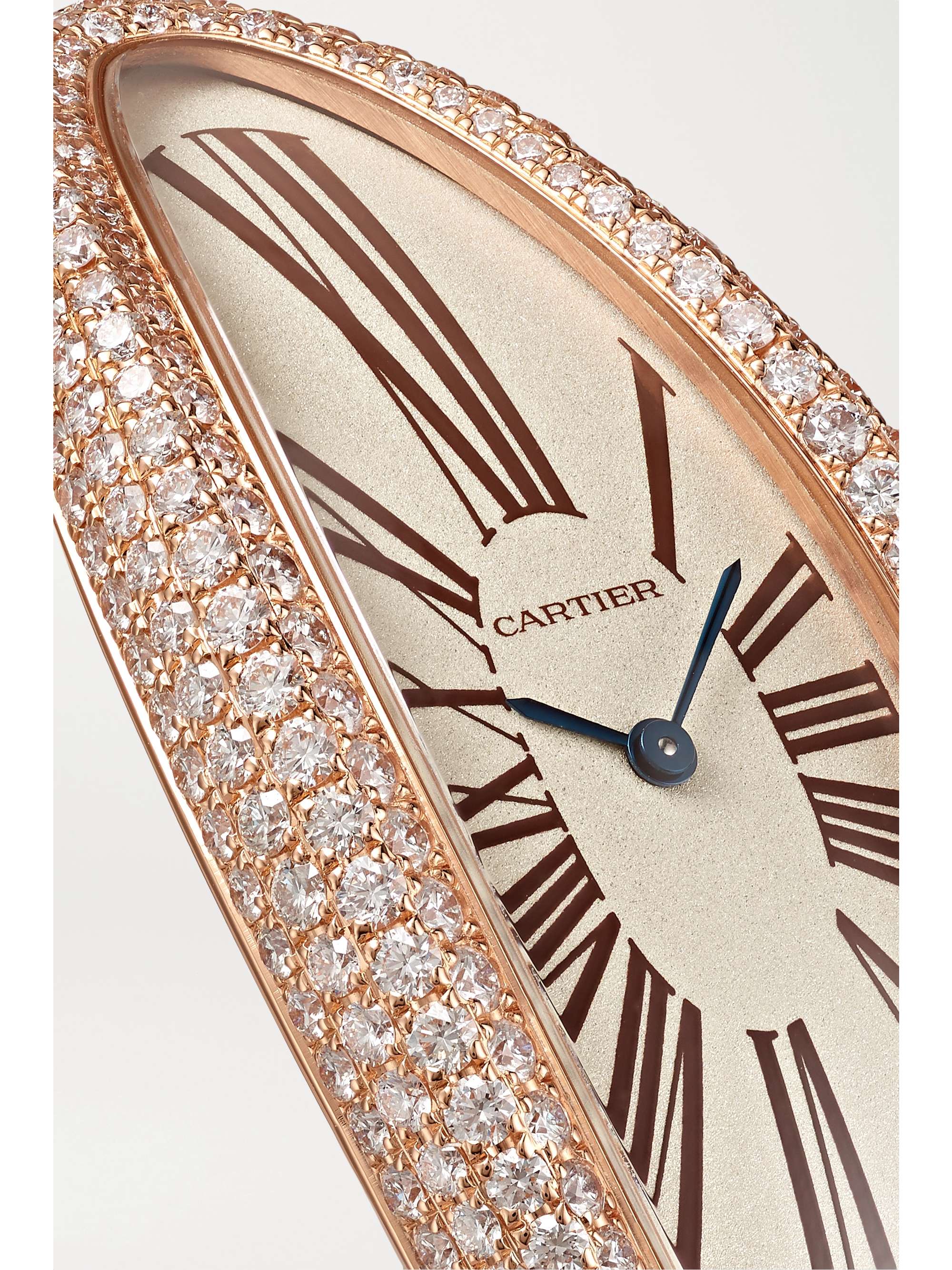 CARTIER Baignoire Allongée 23mm extra large 18-karat rose gold, alligator and diamond watch
