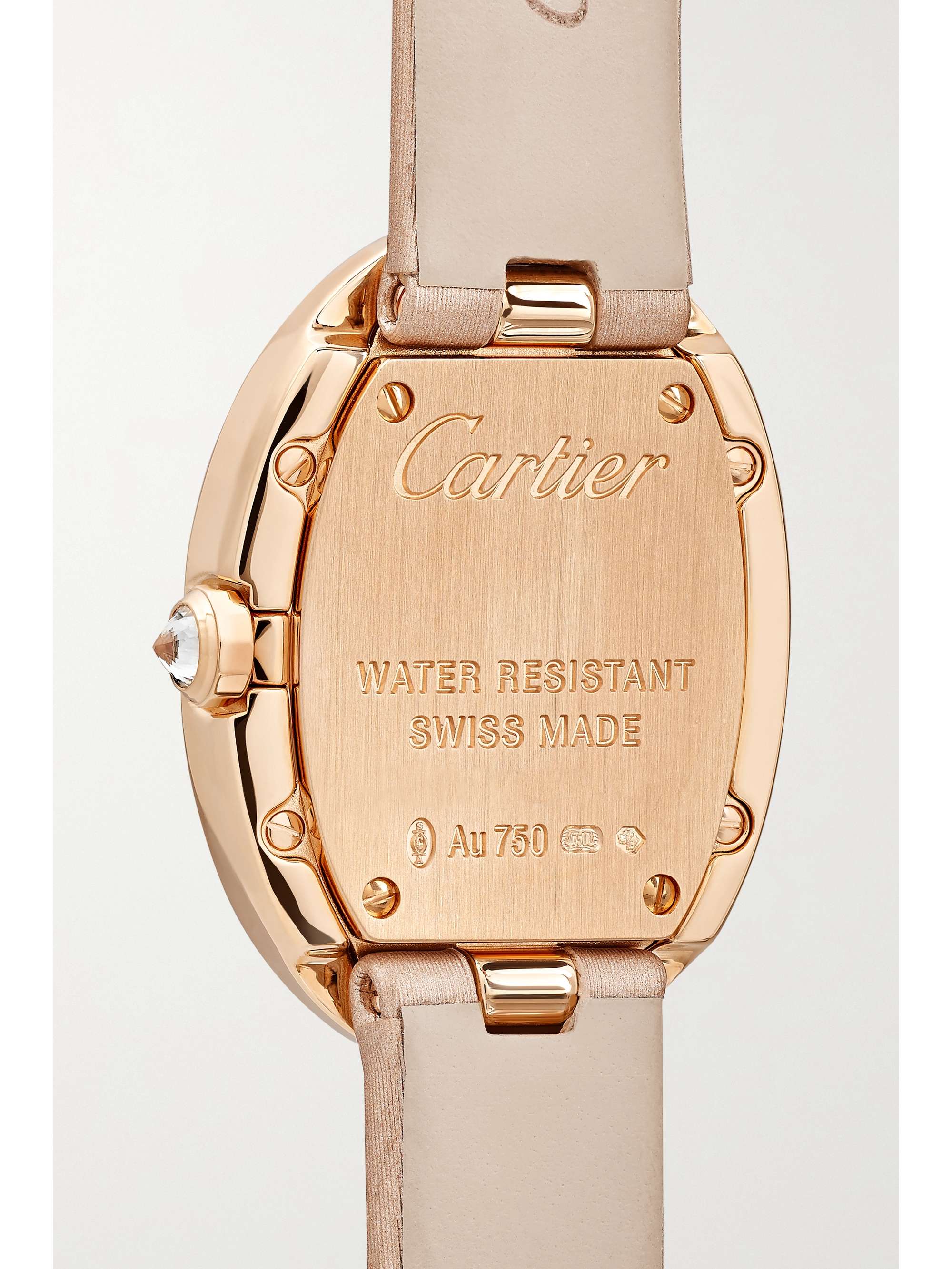 CARTIER Montre en or gris 18 carats (750/1000) rhodié et diamants à bracelet en toile brossée Baignoire Small, 24,5 mm