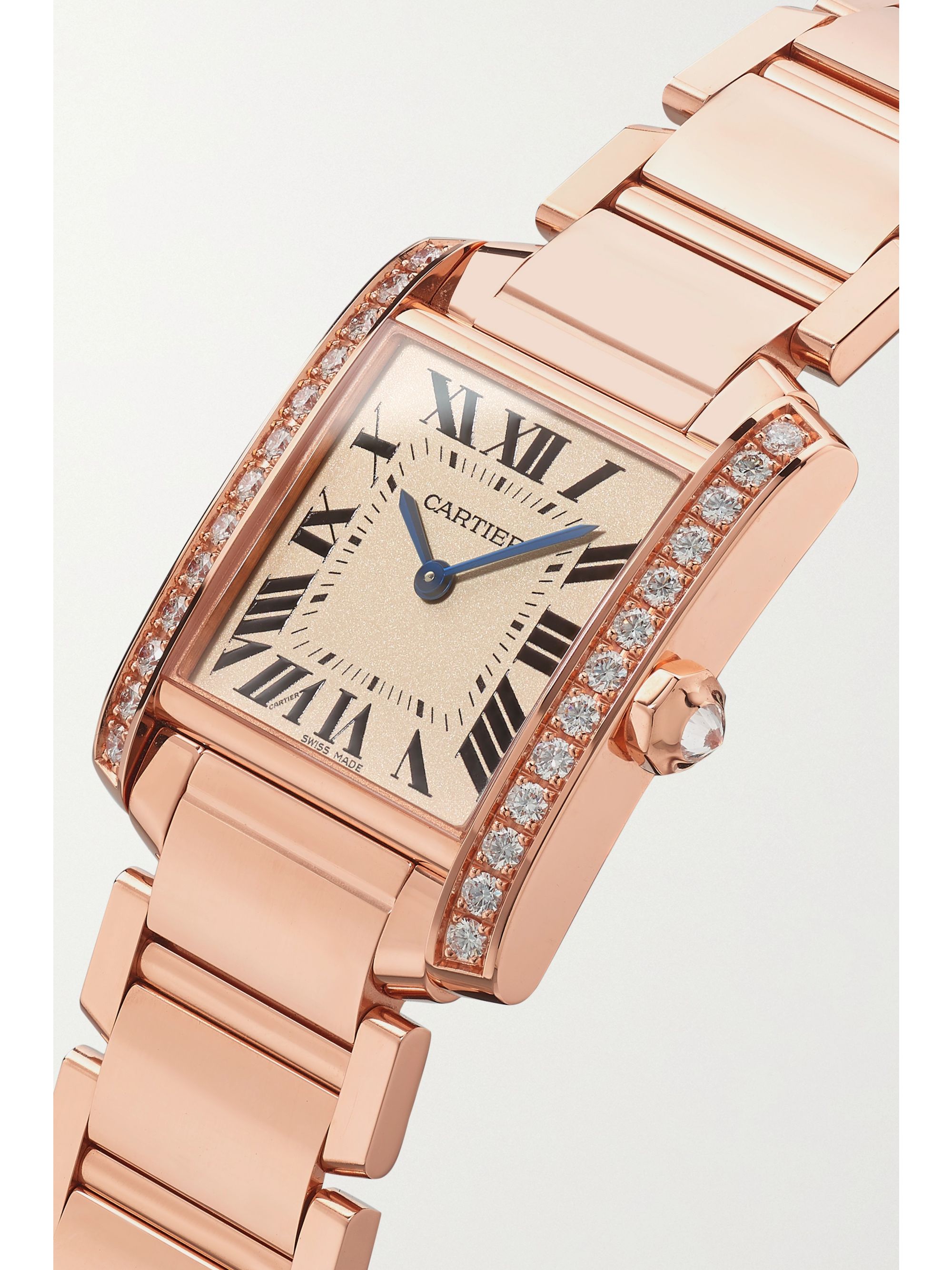 Rose gold Tank Française 25mm medium 18karat rose gold diamond watch