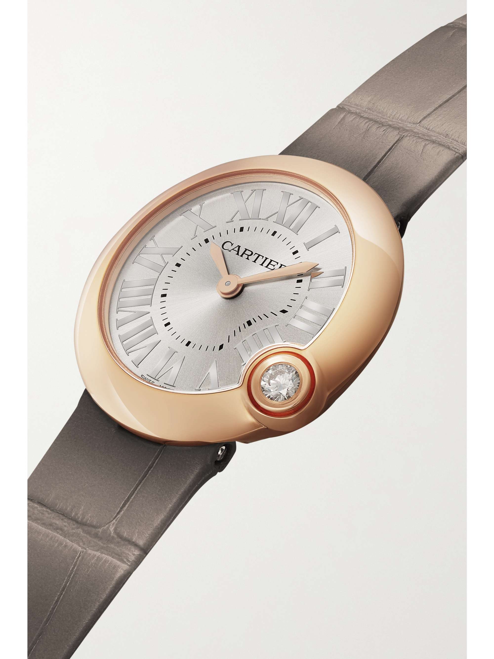 CARTIER Ballon Blanc de Cartier 30mm 18-karat rose gold, alligator and diamond watch