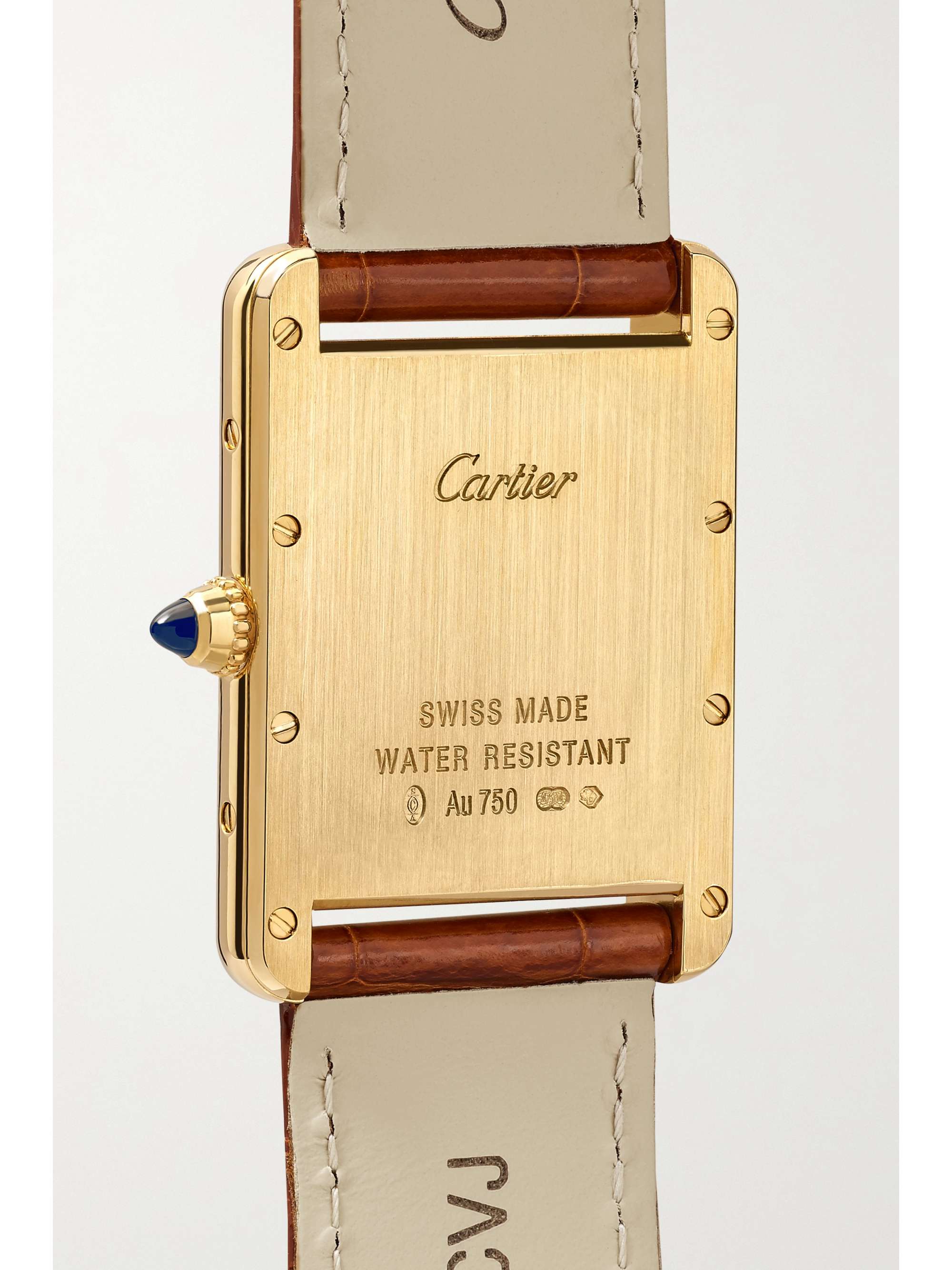 CARTIER Tank Louis Cartier 25.5mm large 18-karat gold and alligator watch