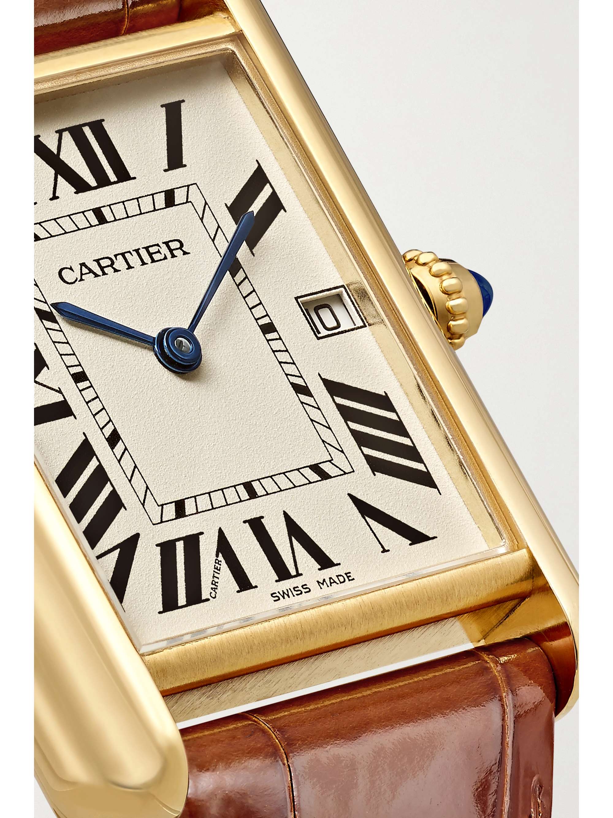 CARTIER Tank Louis Cartier 25.5mm large 18-karat gold and alligator watch
