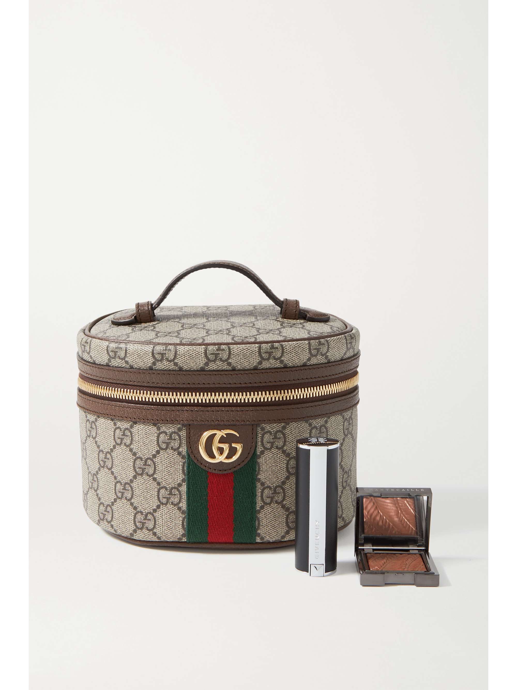 GUCCI Ophidia textured leather-trimmed printed coated-canvas cosmetics case  | NET-A-PORTER