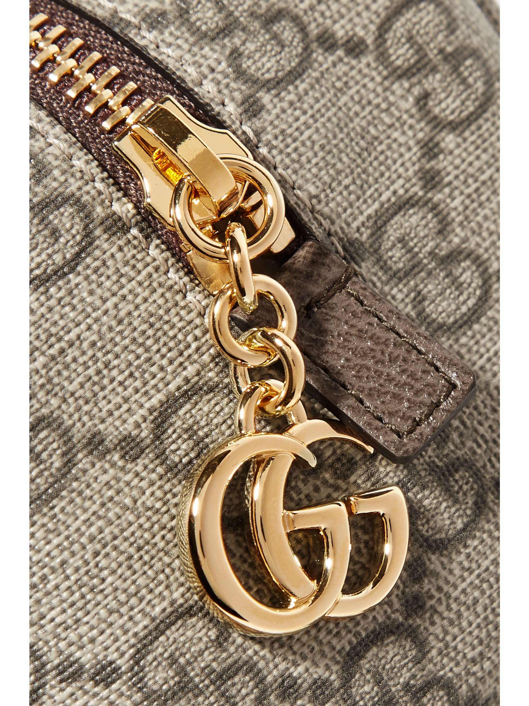 GUCCI Ophidia medium textured leather-trimmed printed coated-canvas cosmetics case