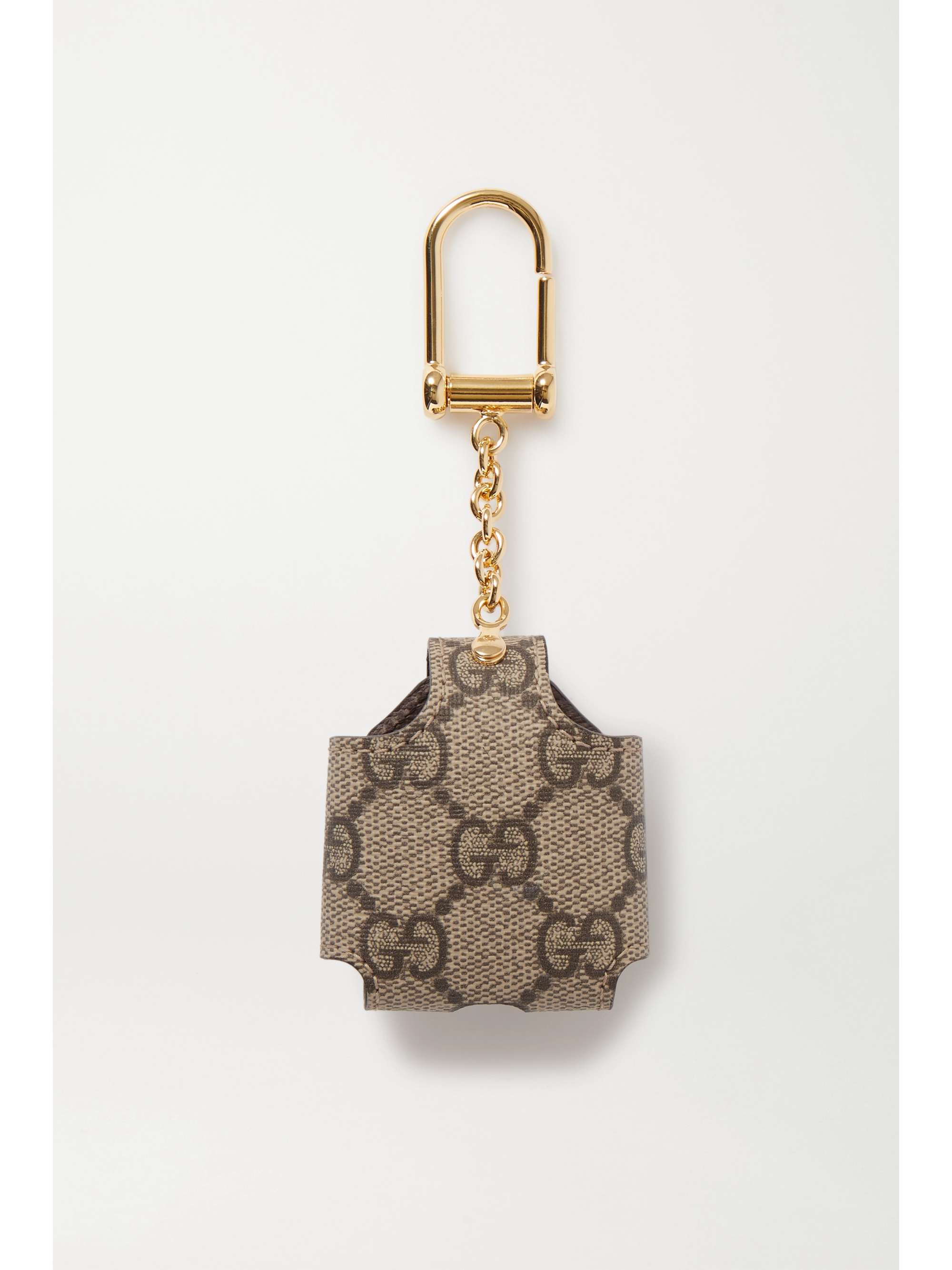 GUCCI Textured leather-trimmed printed coated-canvas AirPods case