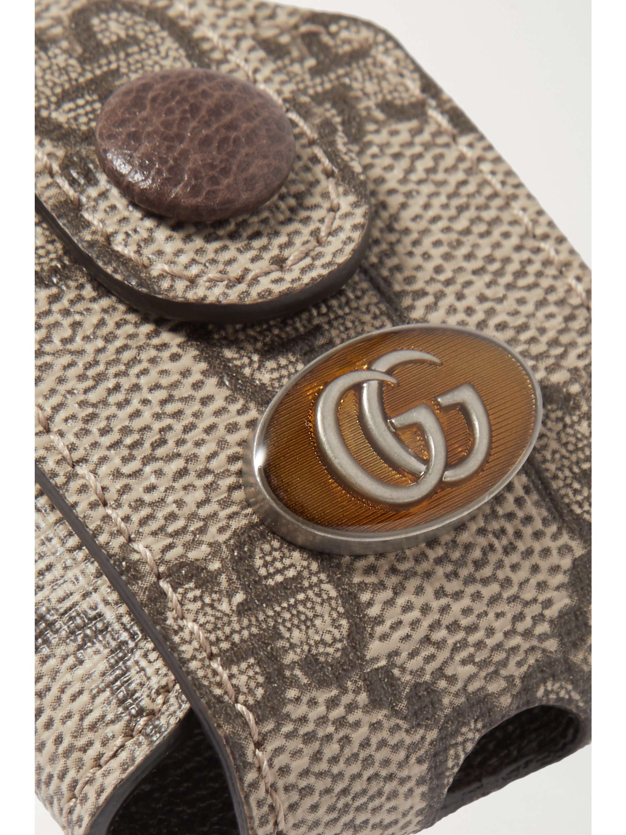 GUCCI Textured leather-trimmed printed coated-canvas AirPods case