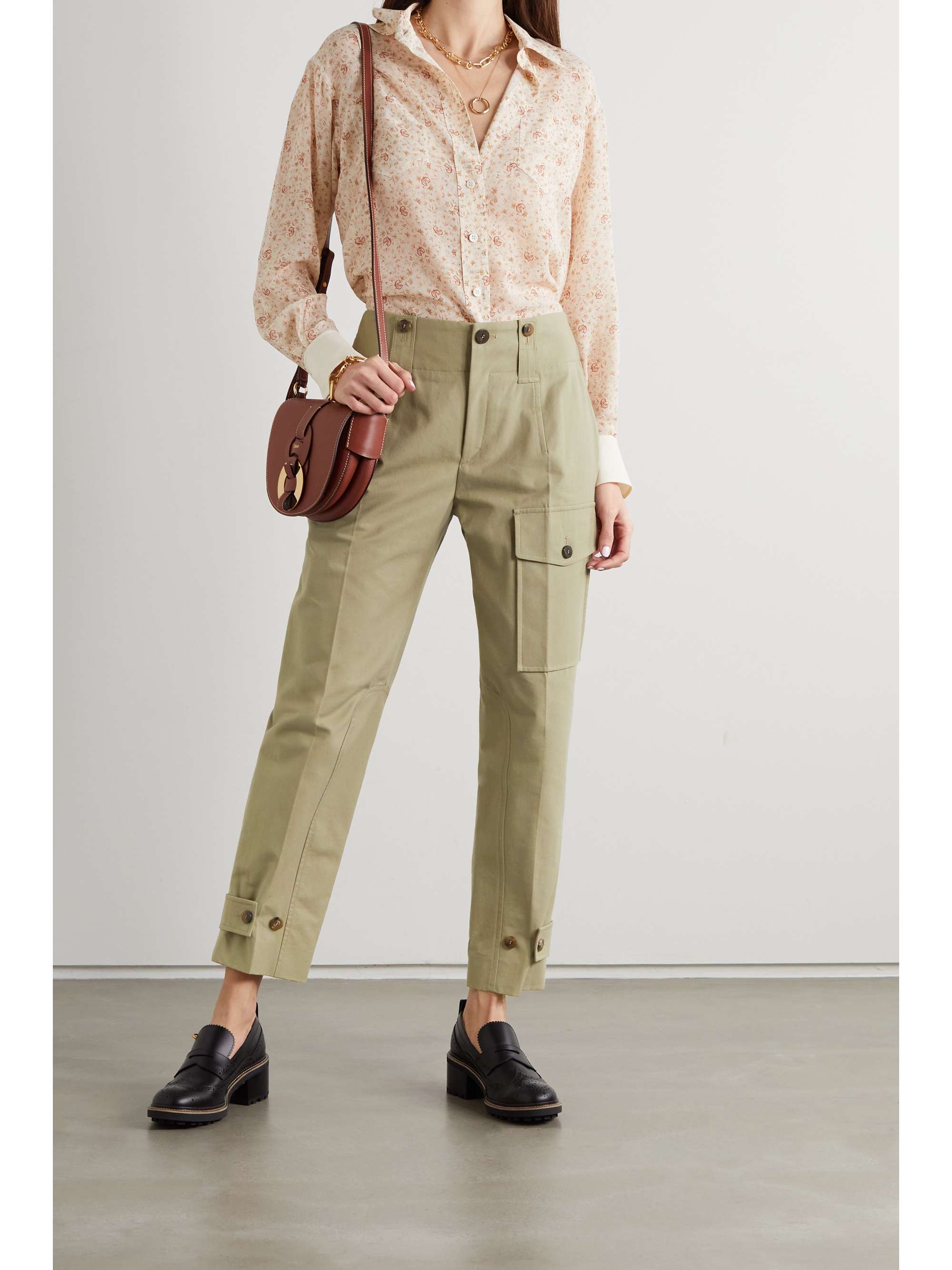 CHLOÉ Cotton-blend canvas straight-leg cargo pants