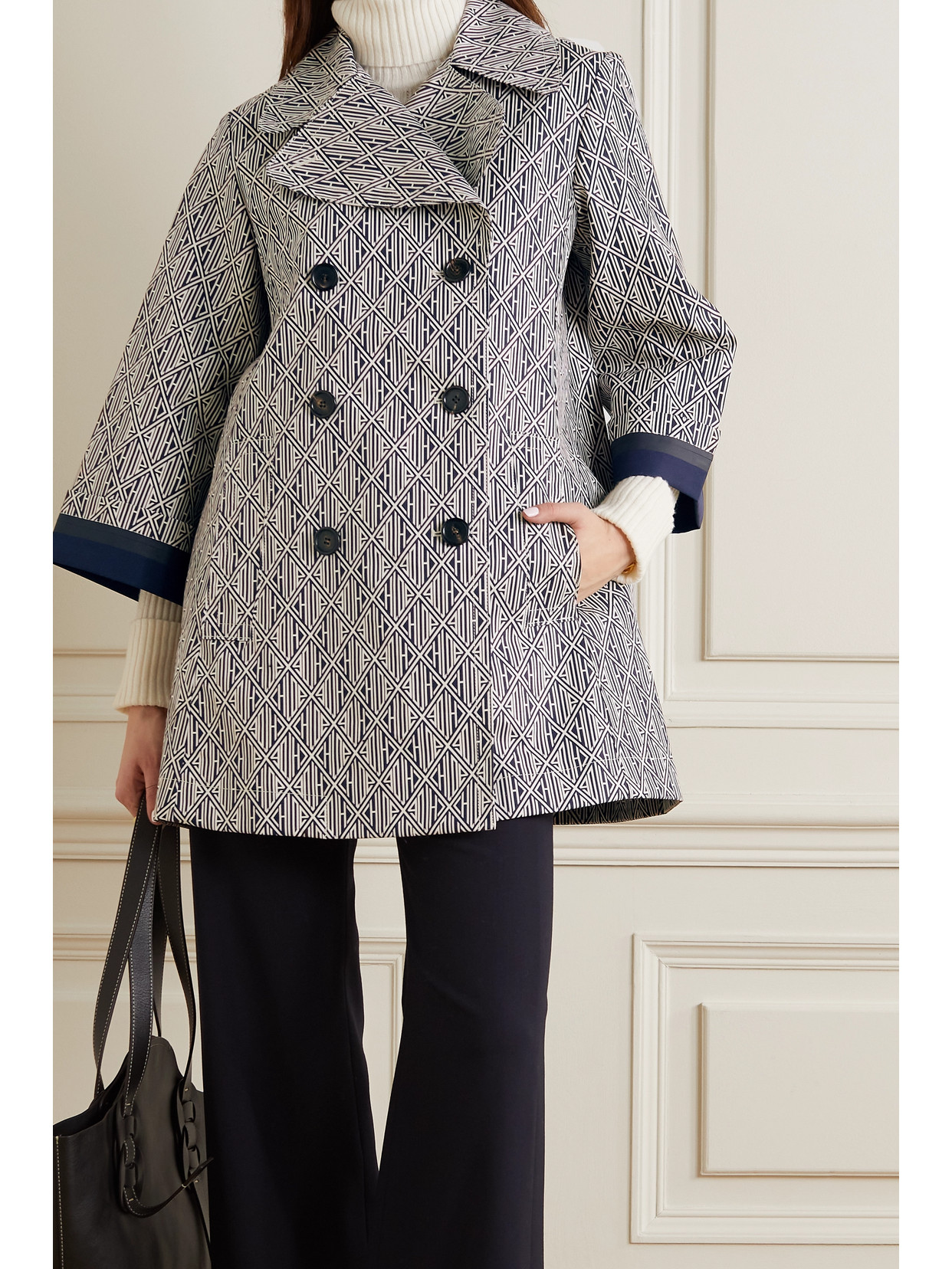Chloé - Double-Breasted Printed Cotton-Gabardine Coat