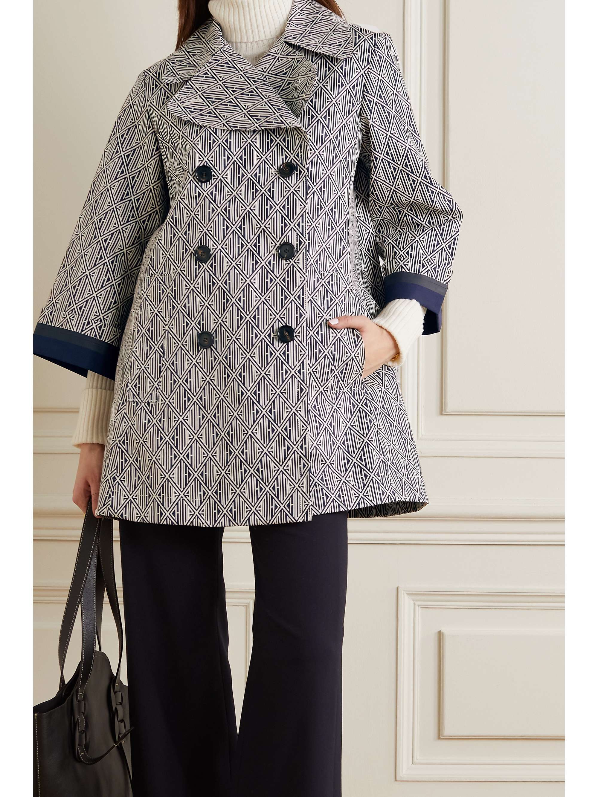 CHLOÉ Double-breasted printed cotton-gabardine coat